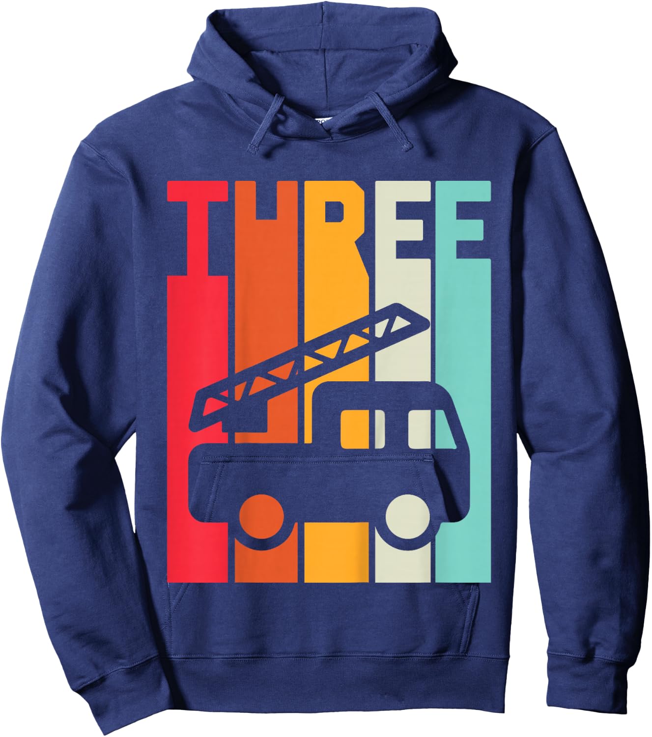 Fire Truck 3rd Birthday Boys Firefighter Fireman 3 Years Hoodie - Hoodie | Navy