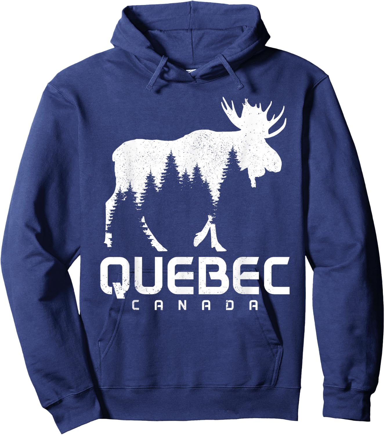 Quebec Canada Montreal Vintage Pride Souvenir Moose Nature Hoodie - Hoodie | Navy