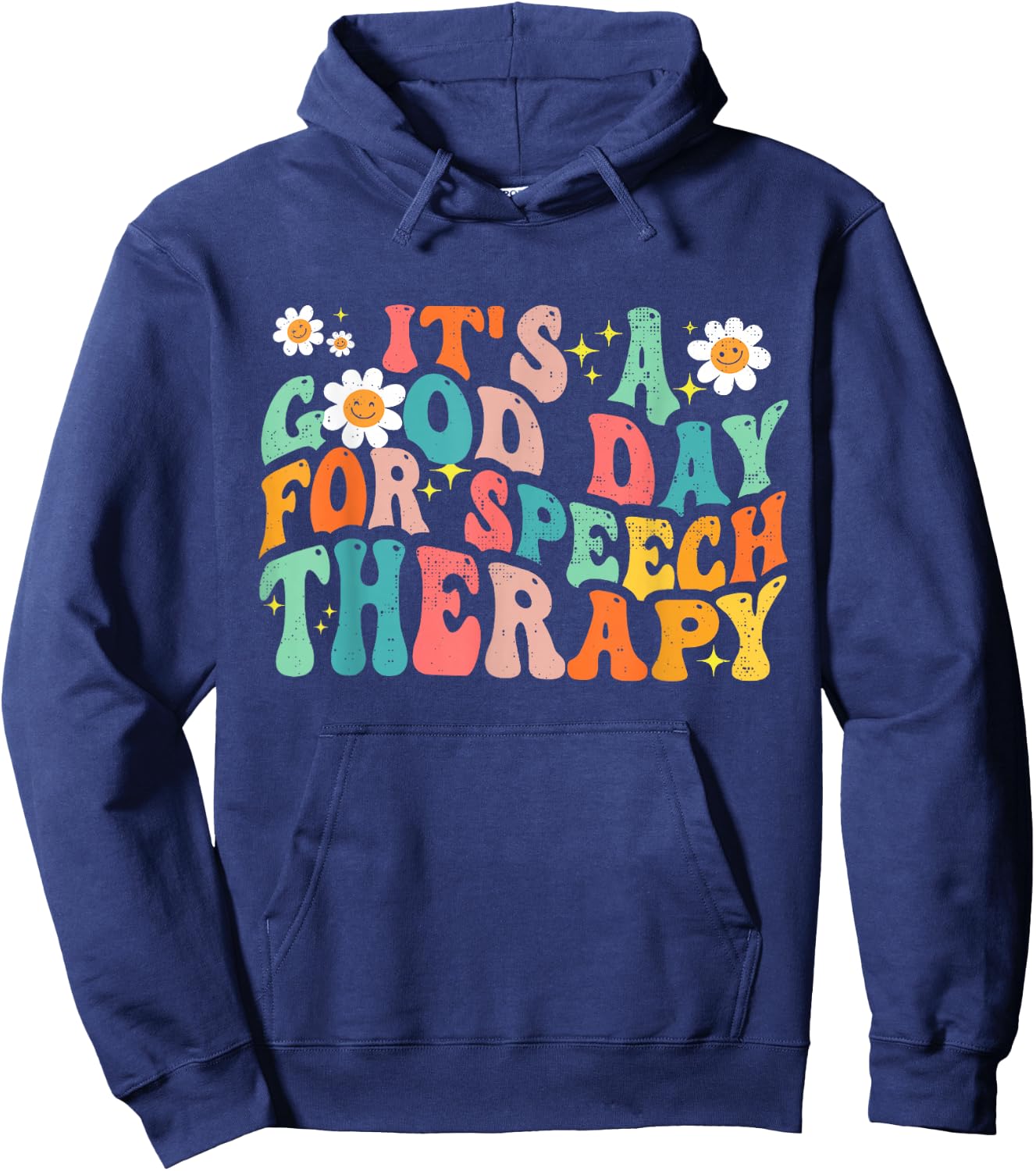 Retro Groovy It's A Good Day For Speech Therapy Smile Face Hoodie - Hoodie | Navy