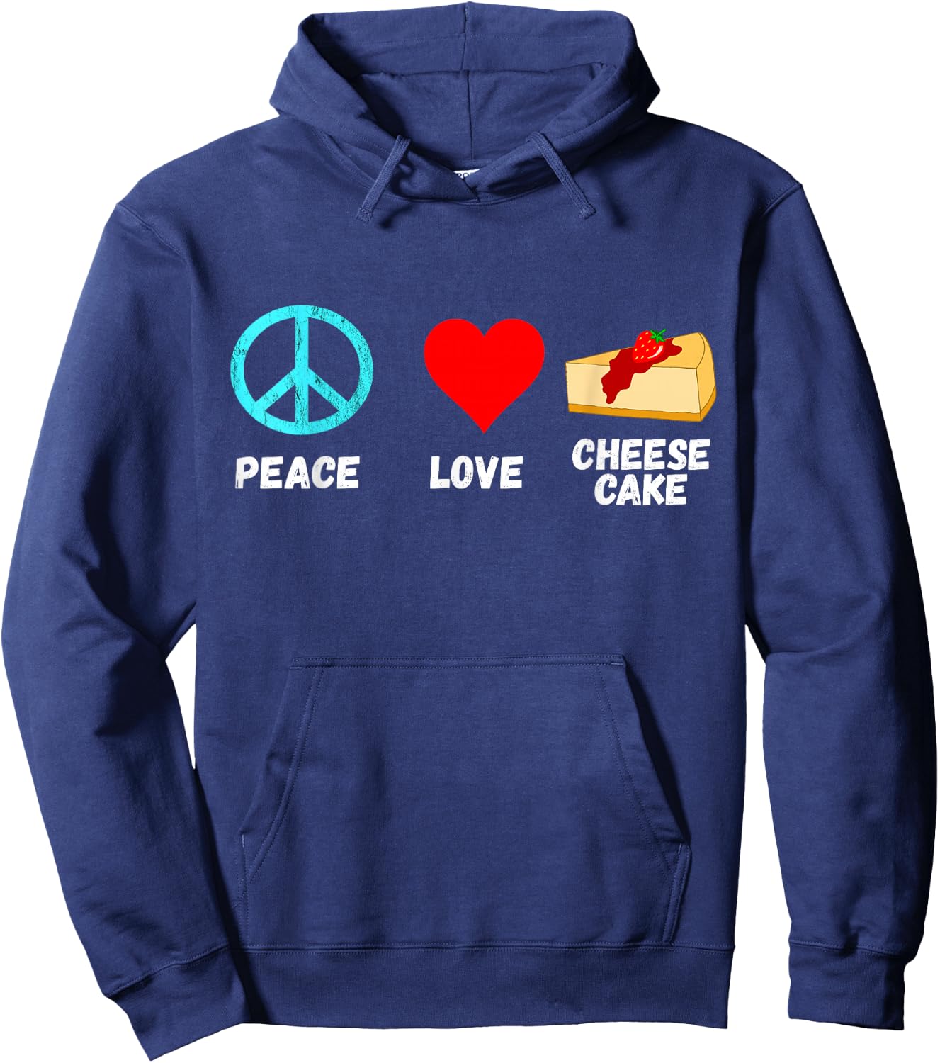 Cheesecake Peace Love Dessert Sweets Bakery Cheese Cake Hoodie - Hoodie | Navy