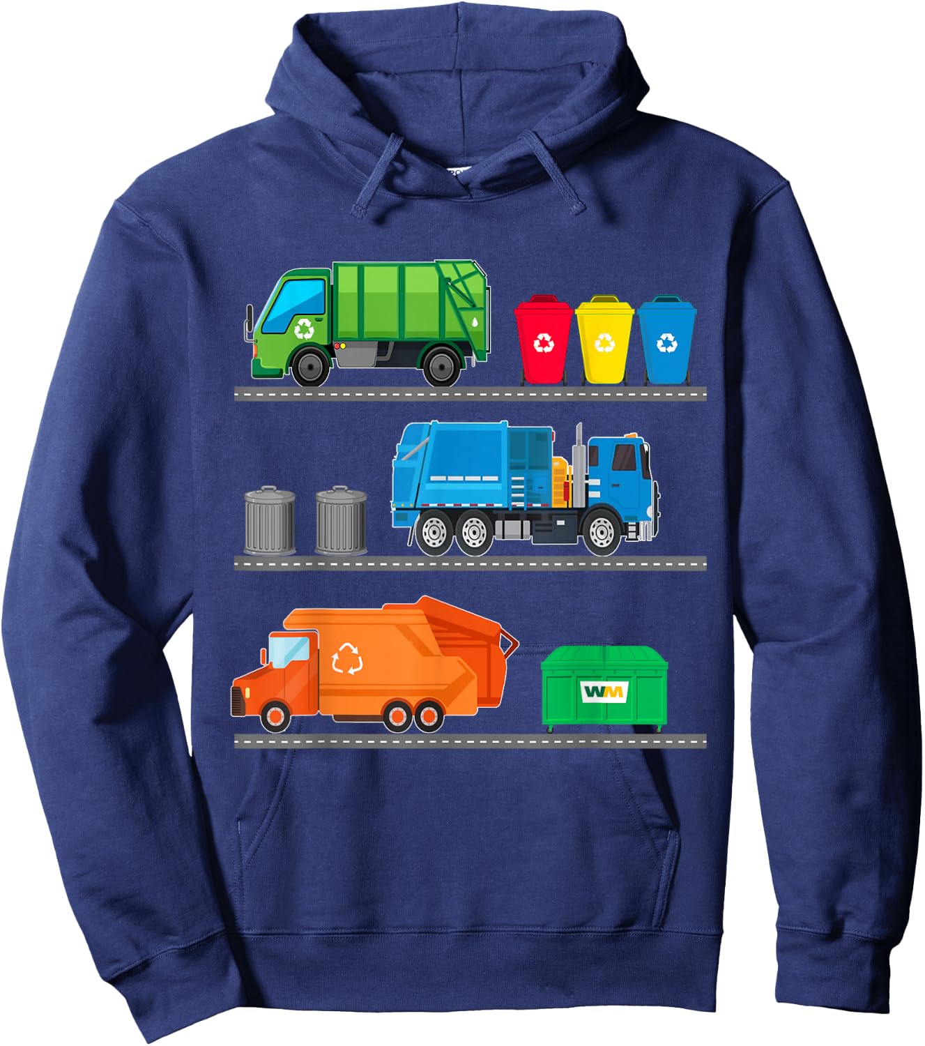 Garbage Truck Recycle Bins Junk Dumpster Rubbish Lorry Toy Hoodie - Hoodie | Navy