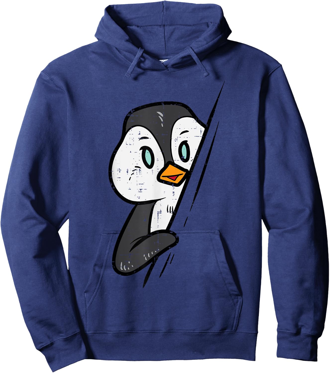 Emperor Penguin Hiding Peeking Cute Women Boys Girls Kid Men Hoodie - Hoodie | Navy