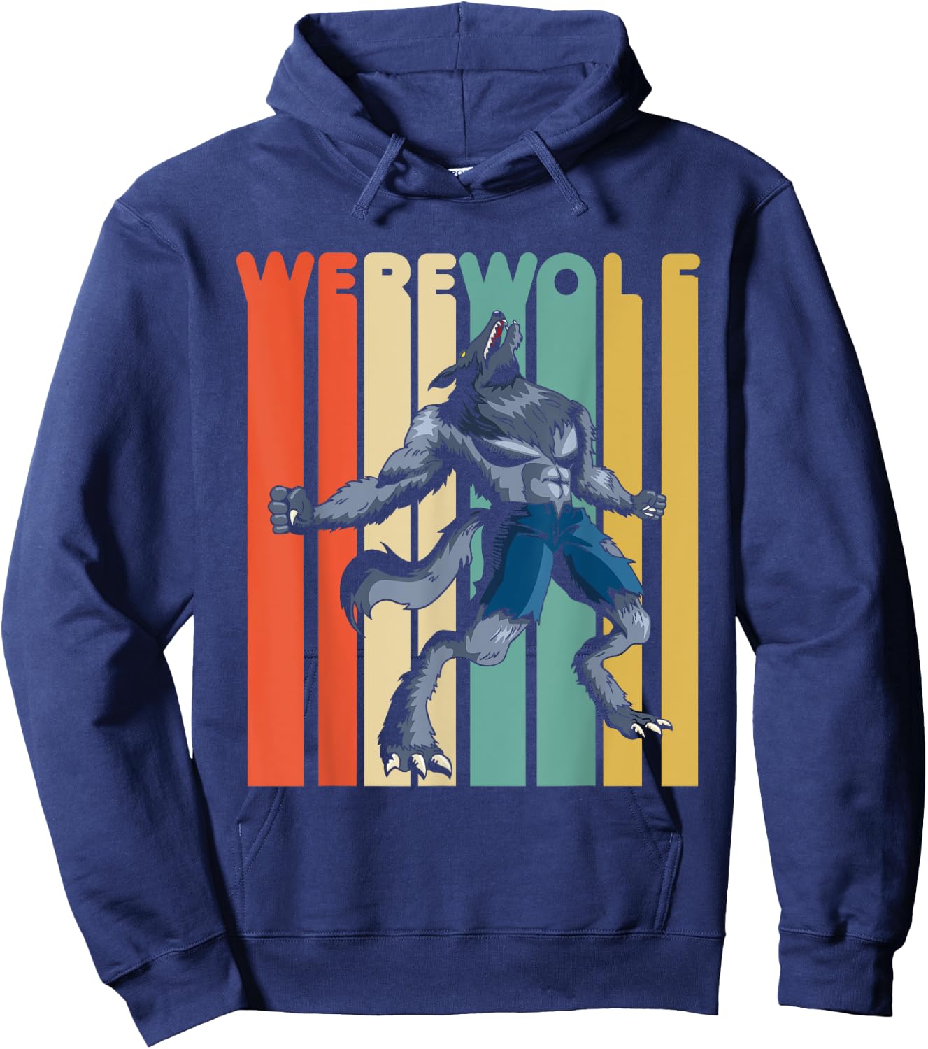 Vintage Style Werewolf Retro Halloween Design Hoodie - Hoodie | Navy