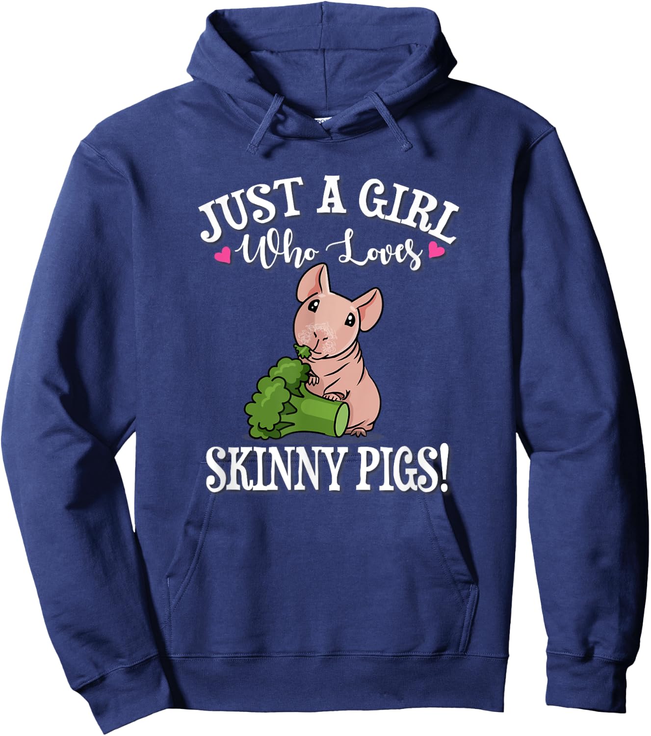 Kids Funny Girl Who Loves Hairless Guinea Pig Mom Lover Hoodie - Hoodie | Navy
