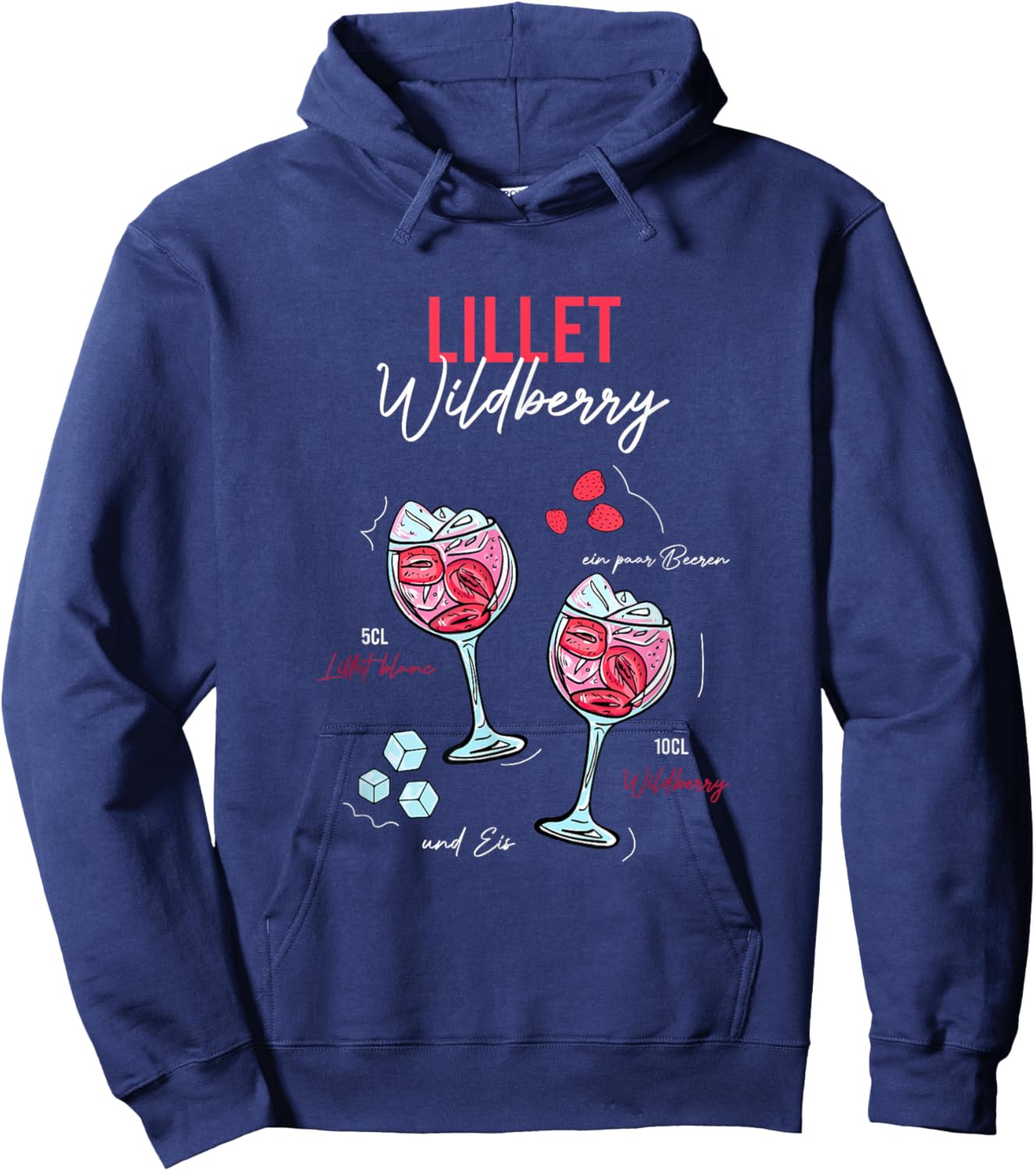 Wildberry Lillet Fruits Cocktail Summer Alcohol , black Hoodie - Hoodie | Navy