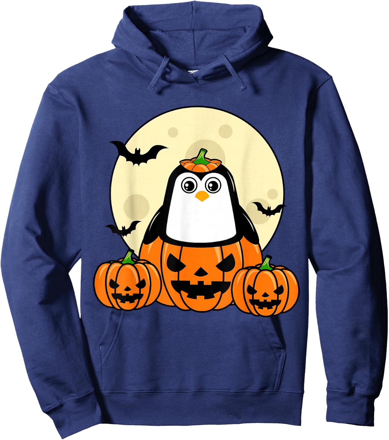 Penguin Pumpkin Moon Bats Costume Cute Easy Halloween Gift Hoodie - Hoodie | Navy