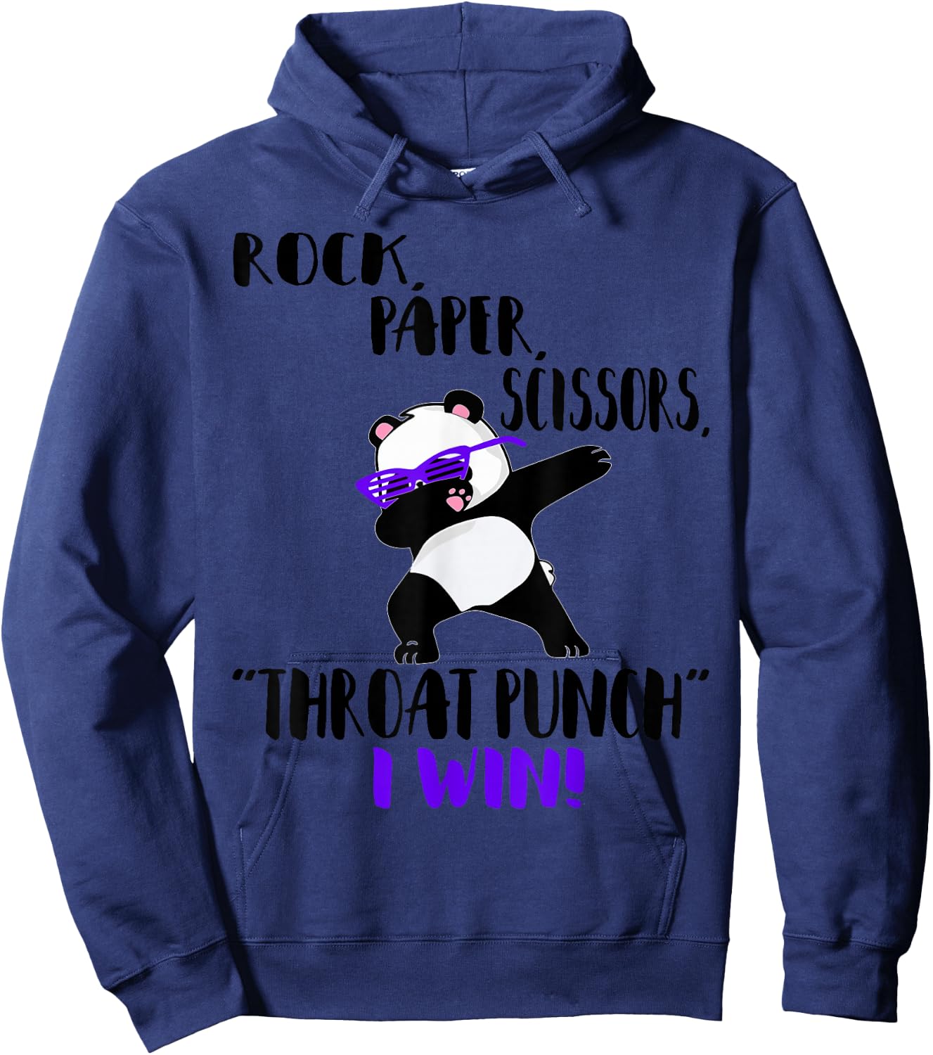Funny Panda Rock Paper Scissors Throat Punch I Win Hoodie - Hoodie | Navy