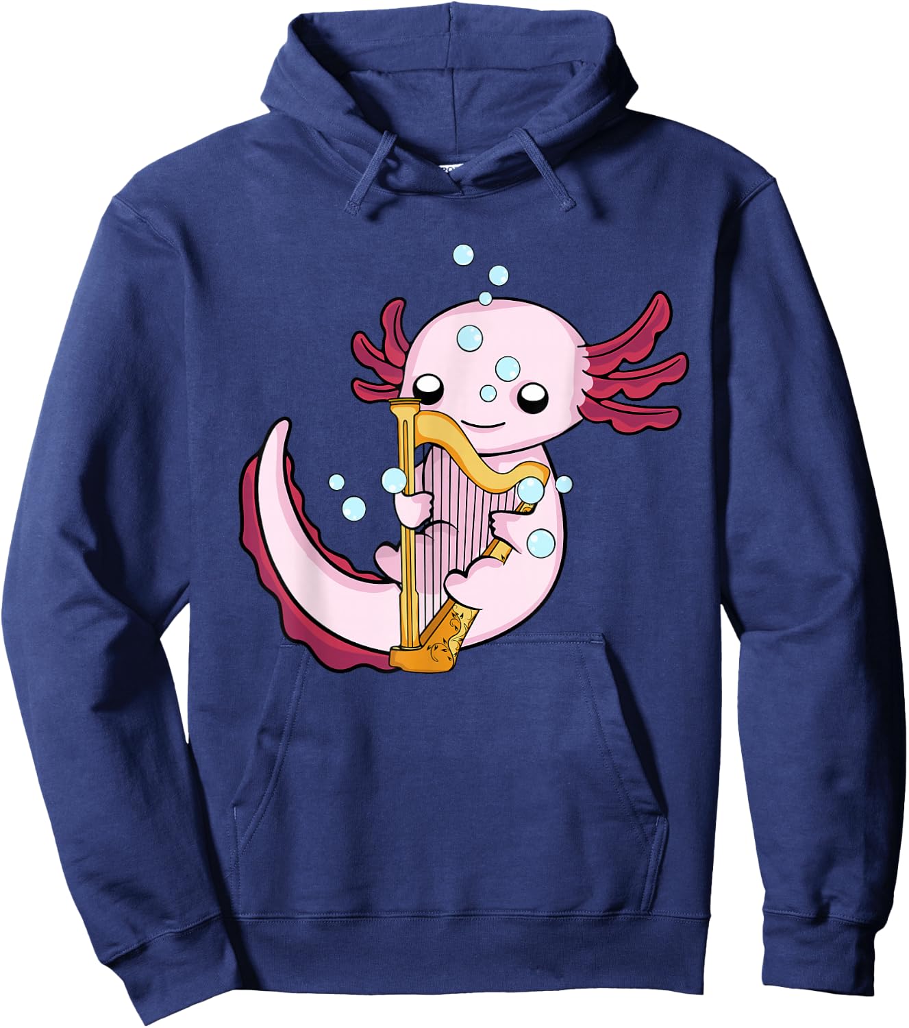Harp Player Musician Girls Harpist Axolotl Lover Harp Hoodie - Hoodie | Navy