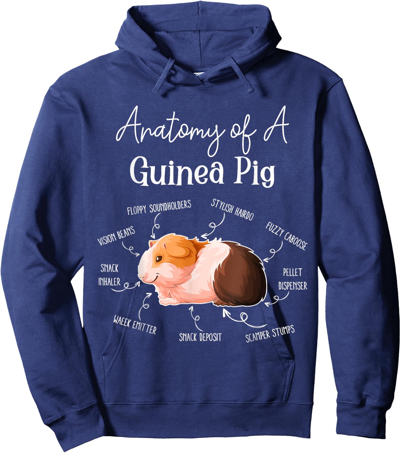 Cute & Funny Guinea Pig Gifts Men Kids x Anatomy Of A Guinea Pig - Black, Small Hoodie - Hoodie | Navy