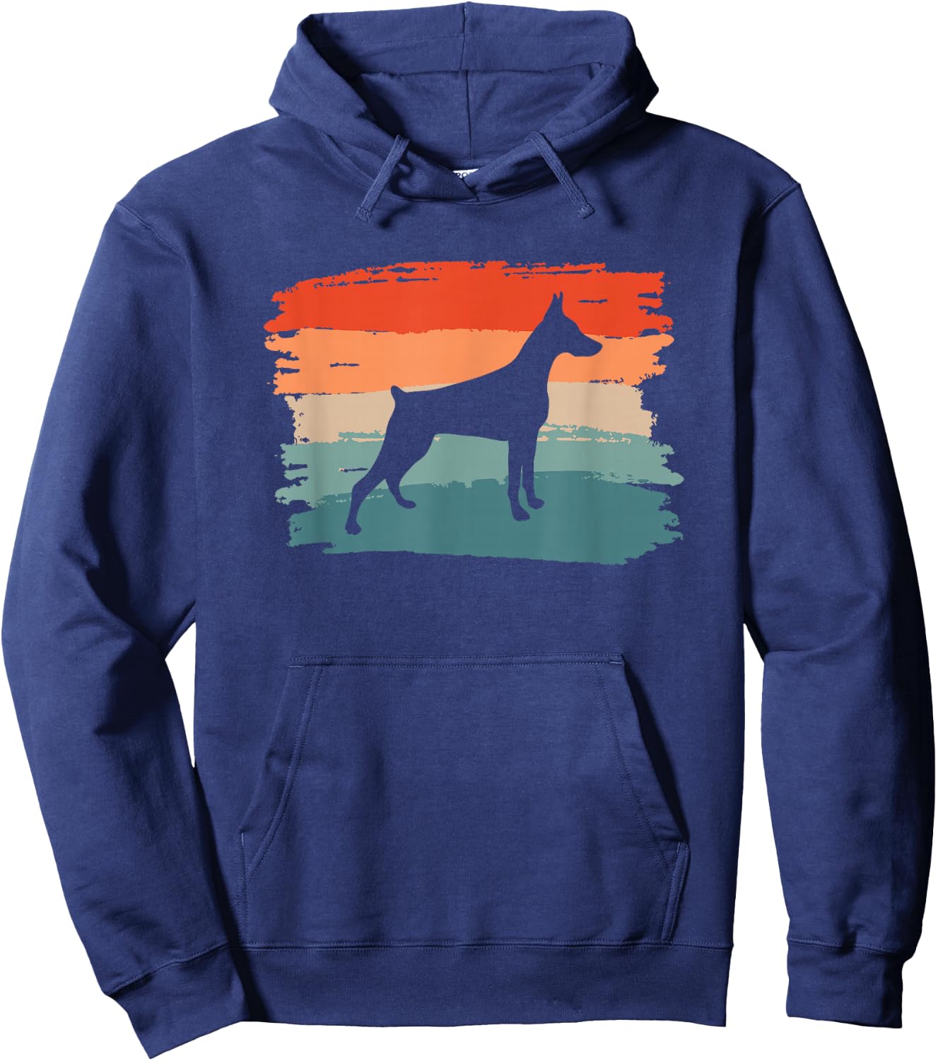 Vintage Retro Silhouette Doberman Pinscher Lover Hoodie - Hoodie | Navy