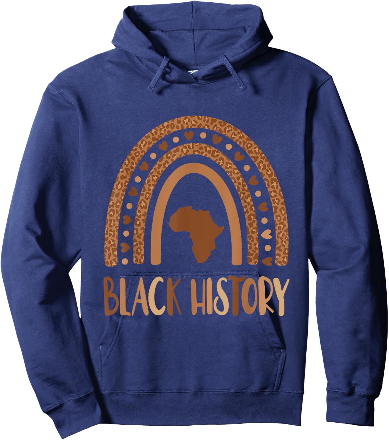 Black History Month Melanated Melanin Rainbow Leopard Print Hoodie - Hoodie | Navy