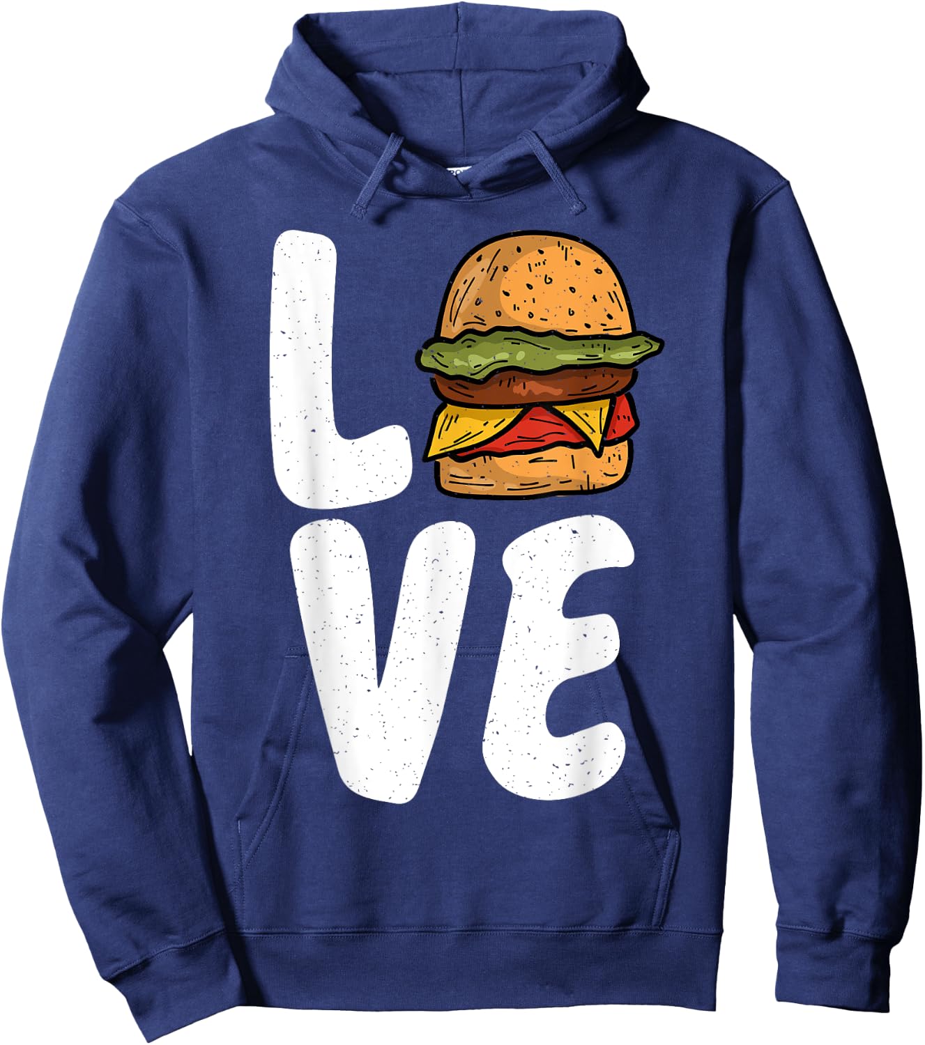 Hamburger Cheeseburger Love Fast Food Hoodie - Hoodie | Navy