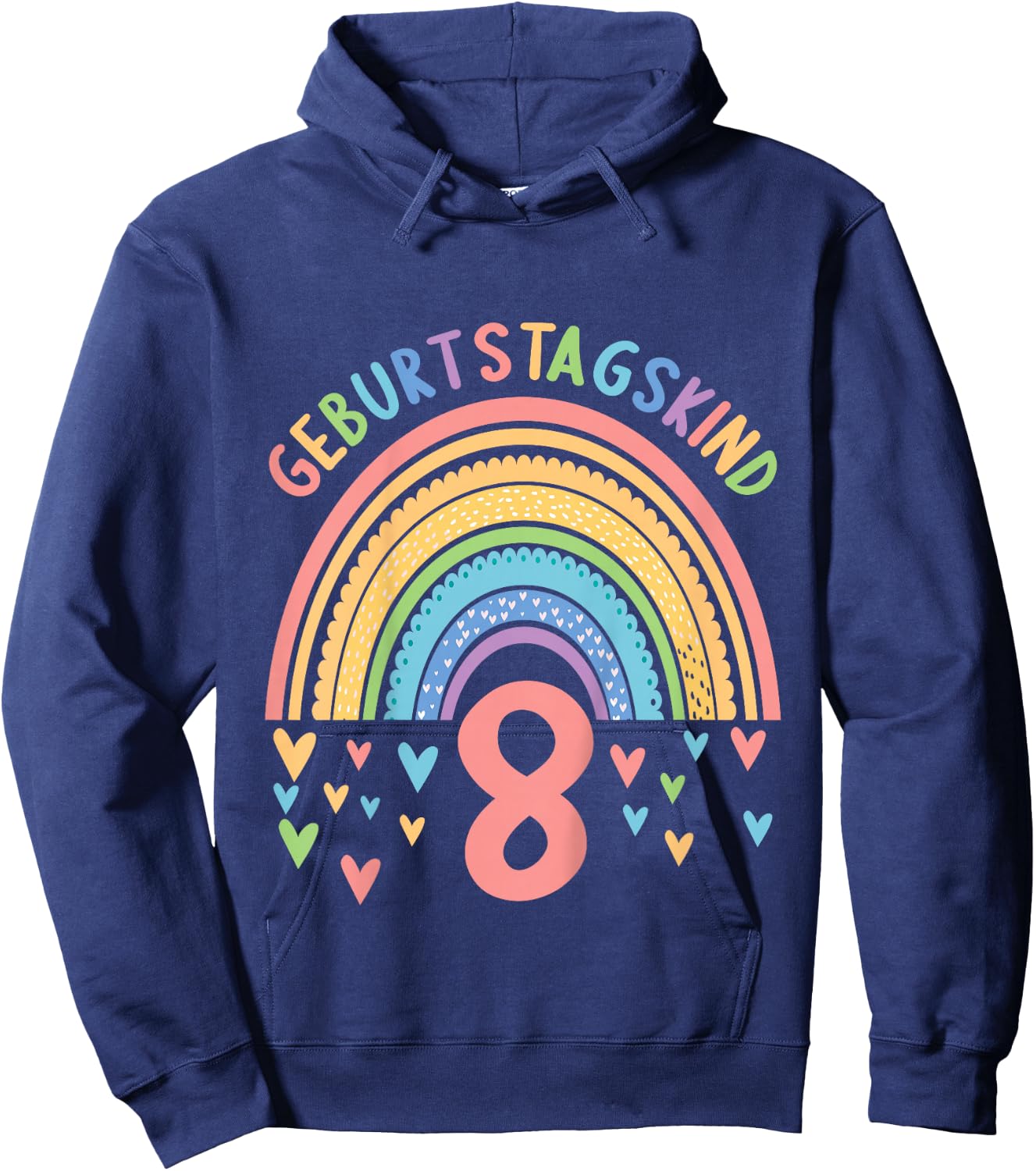 8 Jahre alt Junge Mädchen Rainbow Regenbogen 8. Geburtstag Hoodie - Hoodie | Navy