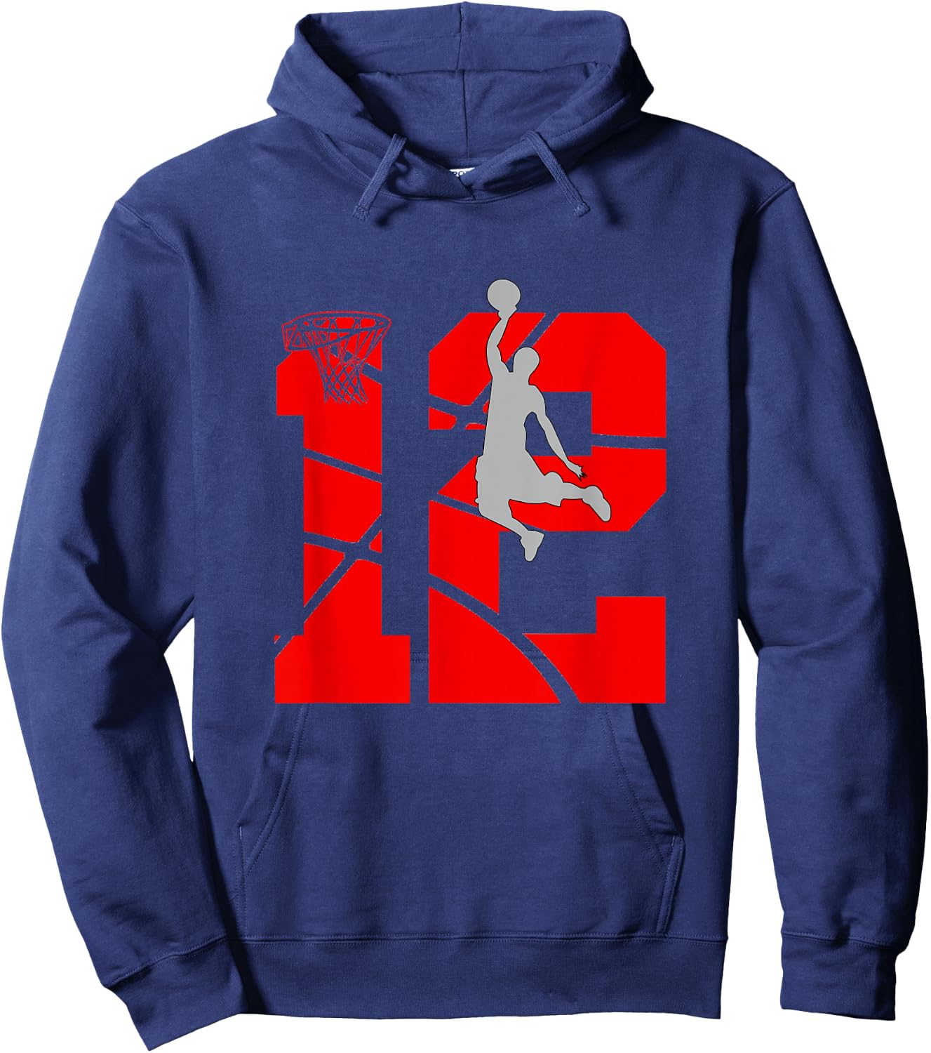 12 Year Old 12th Basketball Birthday PartyTheme Boys Girls Hoodie - Hoodie | Navy