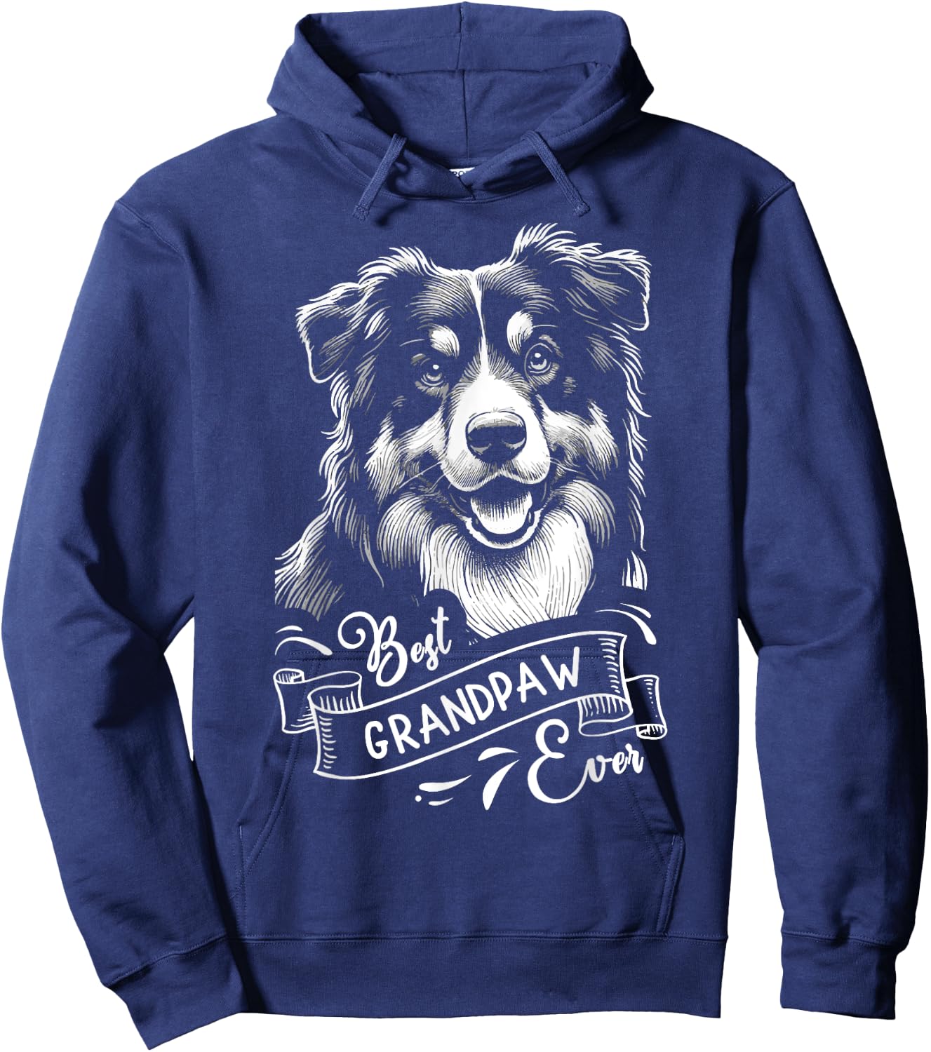 Best Grandpaw Ever Australian Shepherd Dog Grandpa Men Women Kids Hoodie - Hoodie | Navy