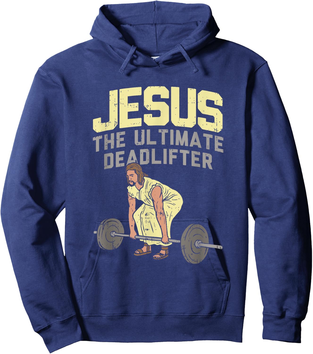 Deadlift Jesus I Christian Weightlifting Funny Workout Gym Hoodie - Hoodie | Navy