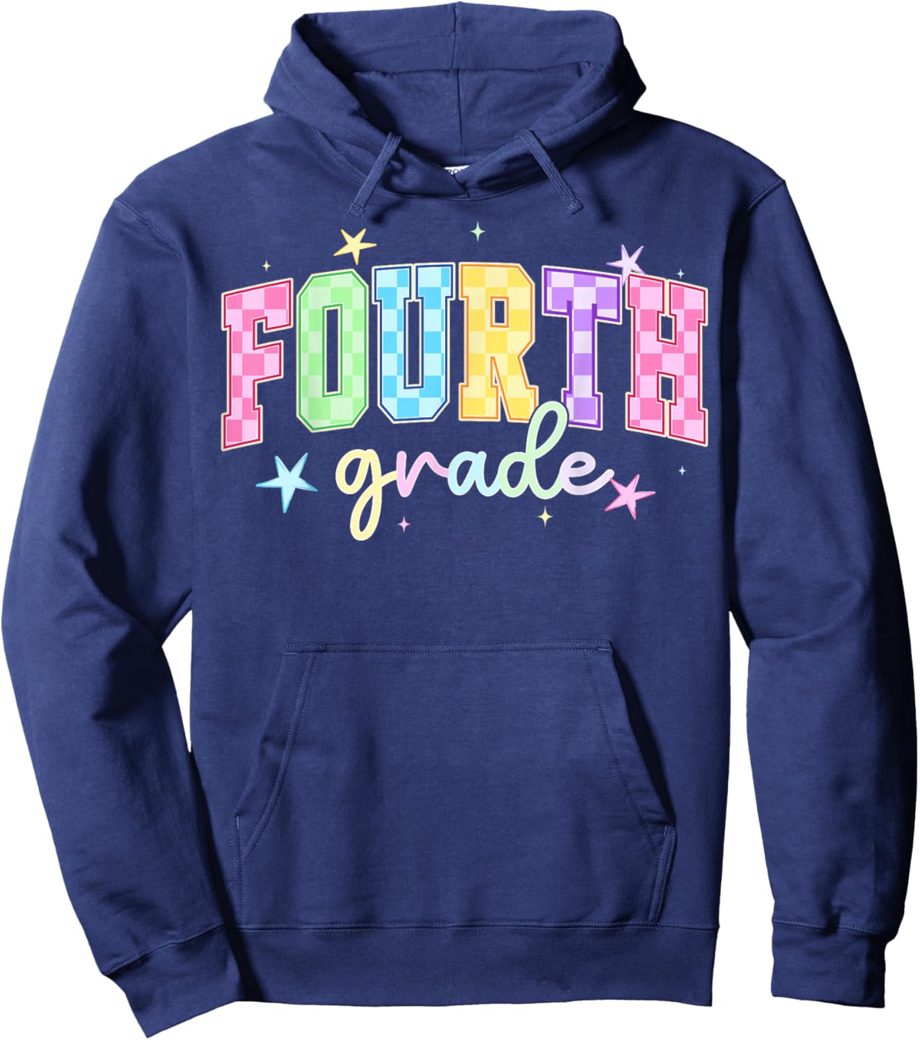 Back to School Checkered Fourth Grade Team Teacher Students Hoodie - Hoodie | Navy