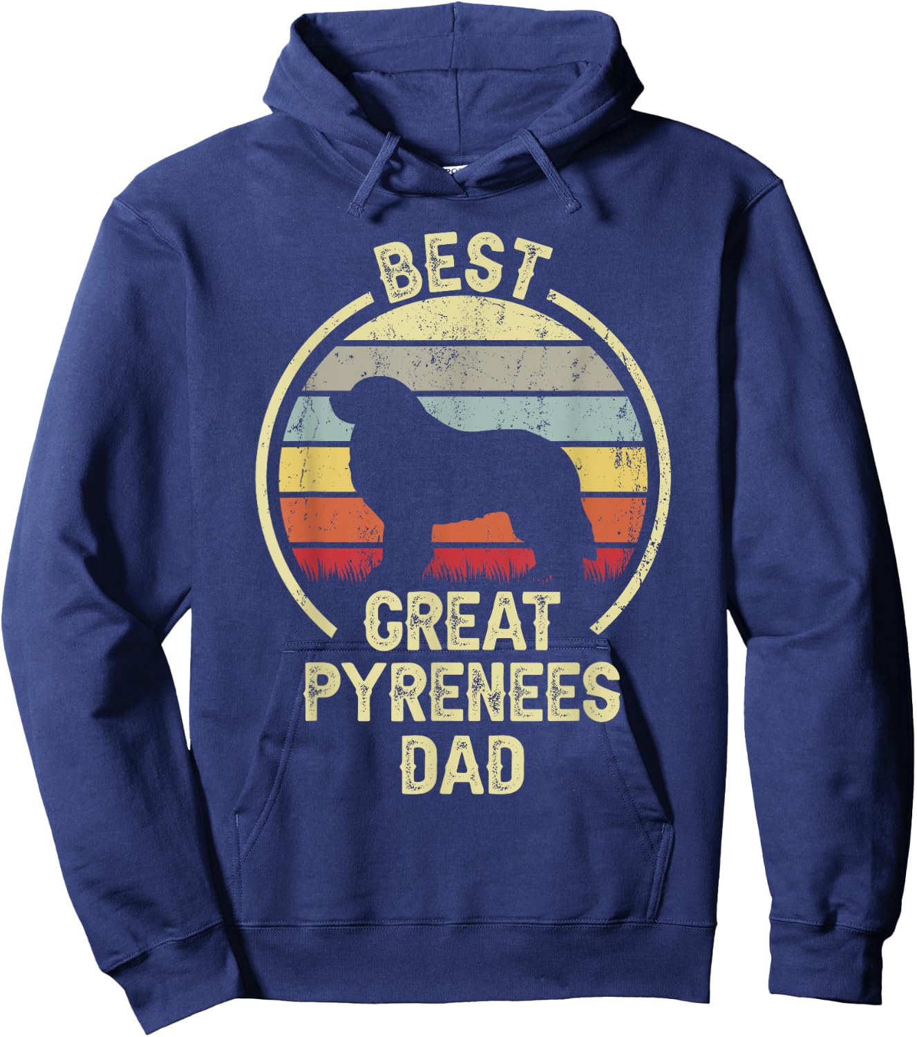 Best Dog Father Dad - Vintage Great Pyrenees Hoodie - Hoodie | Navy