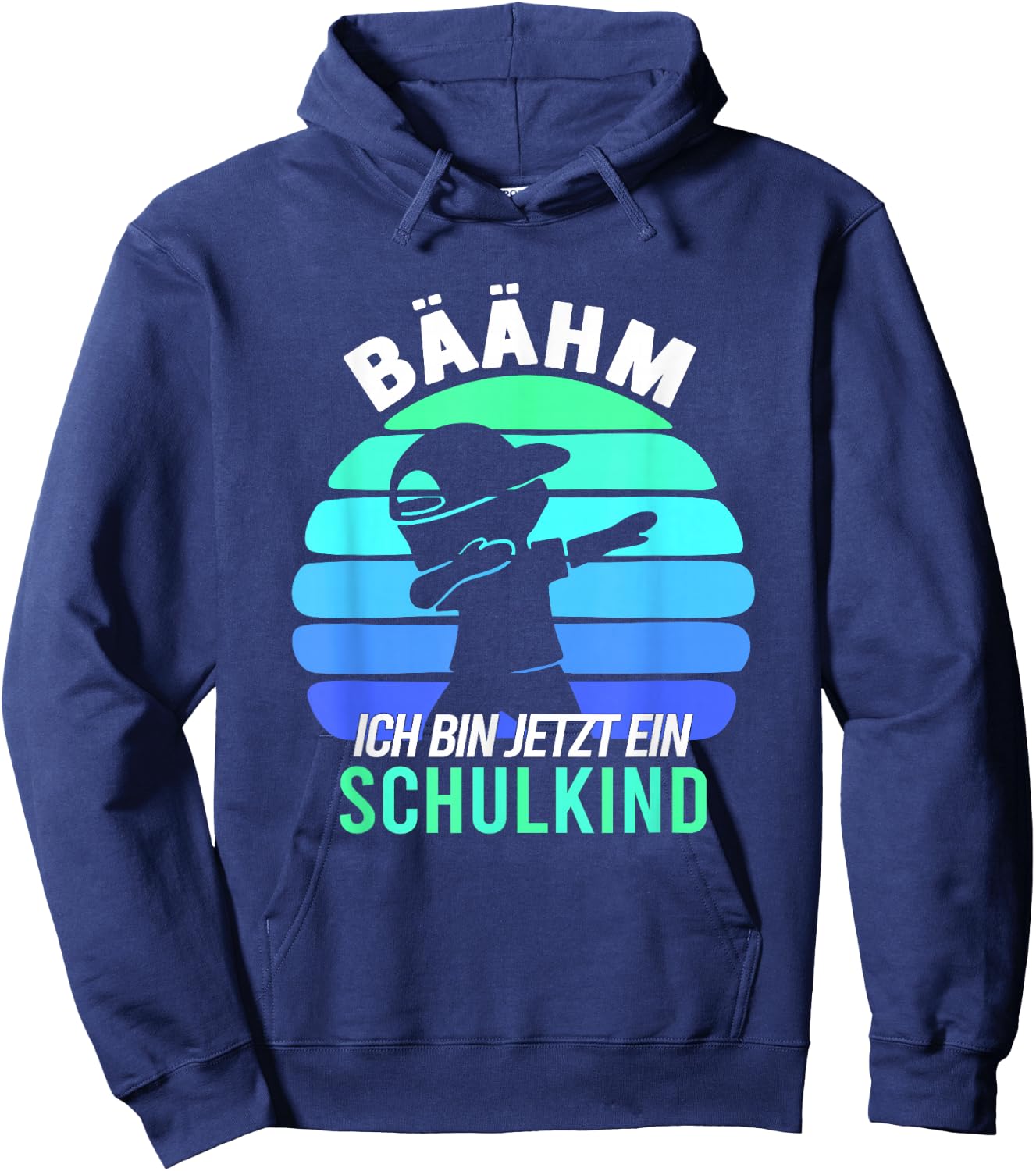 Children's with German Text "Bäähm!!! Schulkind 2025 First Day of School, black Hoodie - Hoodie | Navy