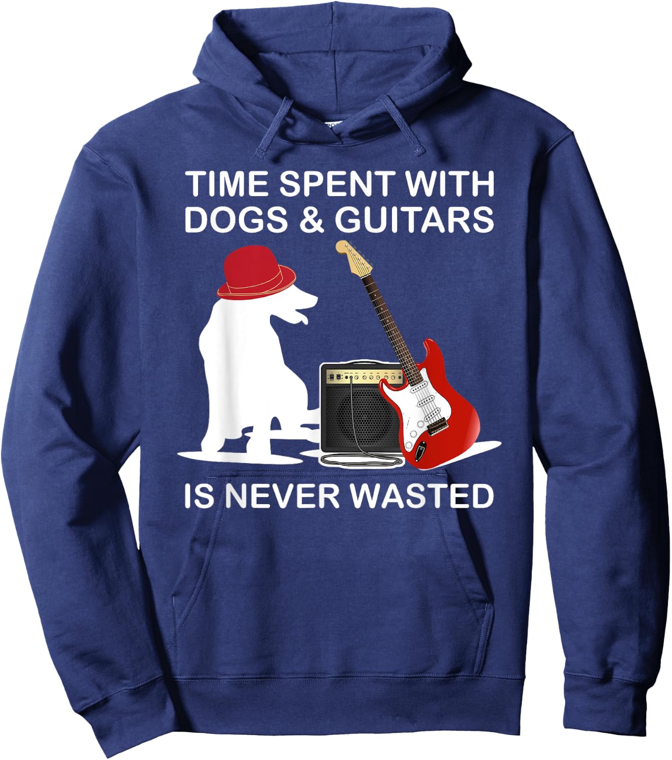 Time Spent With Dogs And Guitars Is Never Wasted Hoodie - Hoodie | Navy
