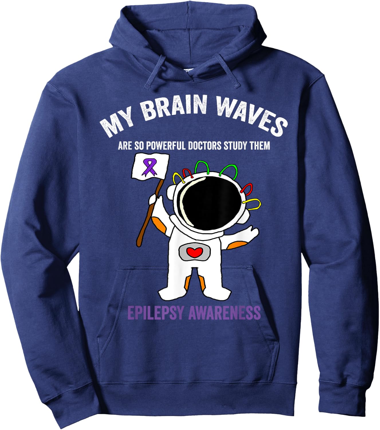 Epilepsy awareness purple ribbon - Space-themed Epilepsy Hoodie - Hoodie | Navy
