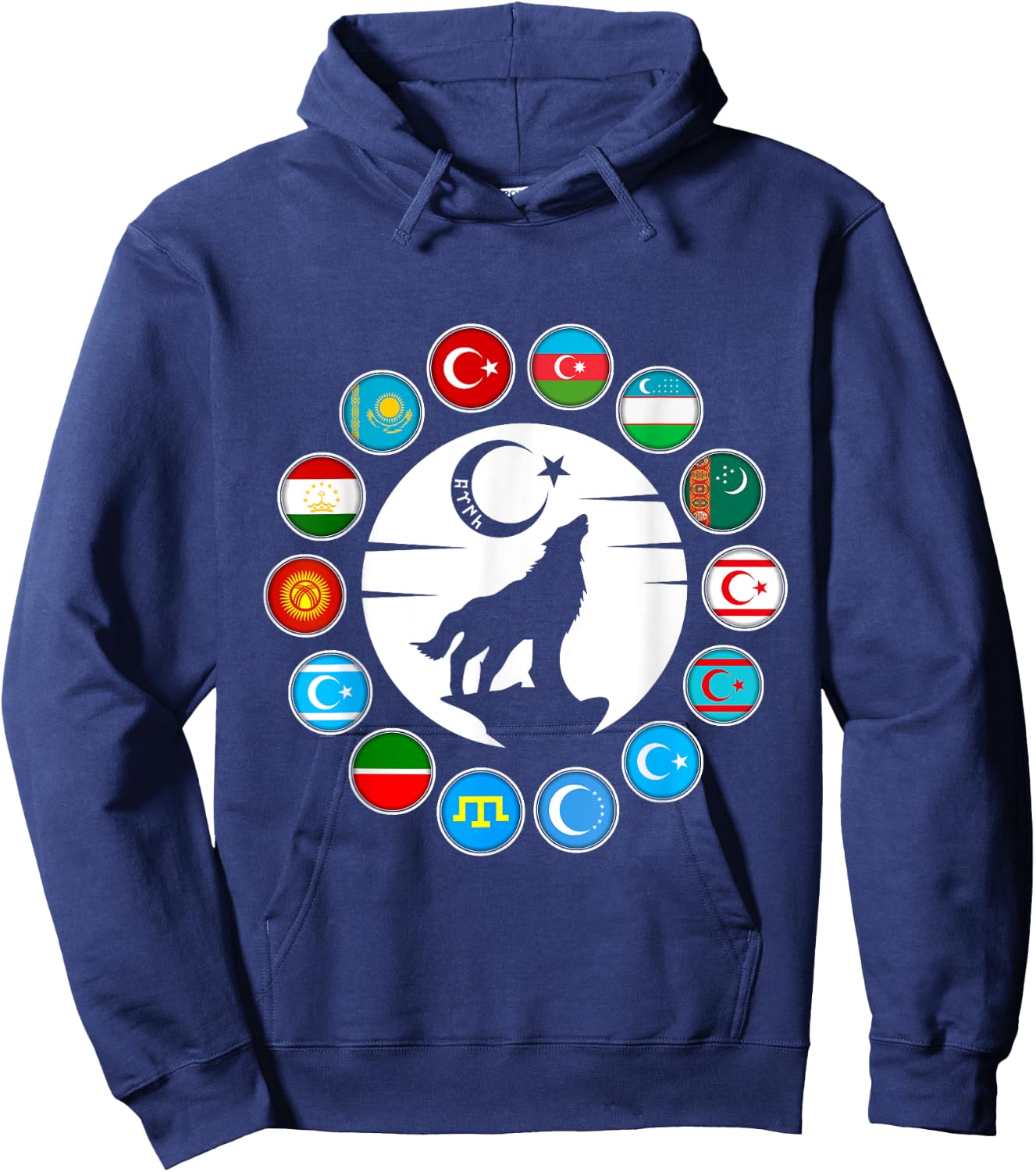 Kazakhstan,Gokturk,Turan,Turkey Flag,Turk Bayragi,Turkiye. Hoodie - Hoodie | Navy