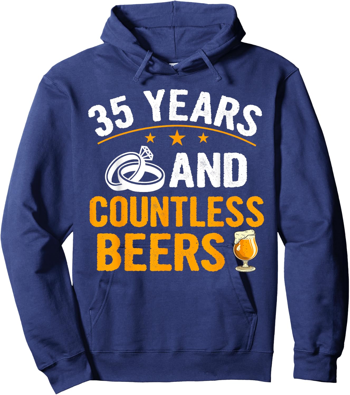 35 Years and Countless Beers Funny Couple Anniversary Gift Hoodie - Hoodie | Navy