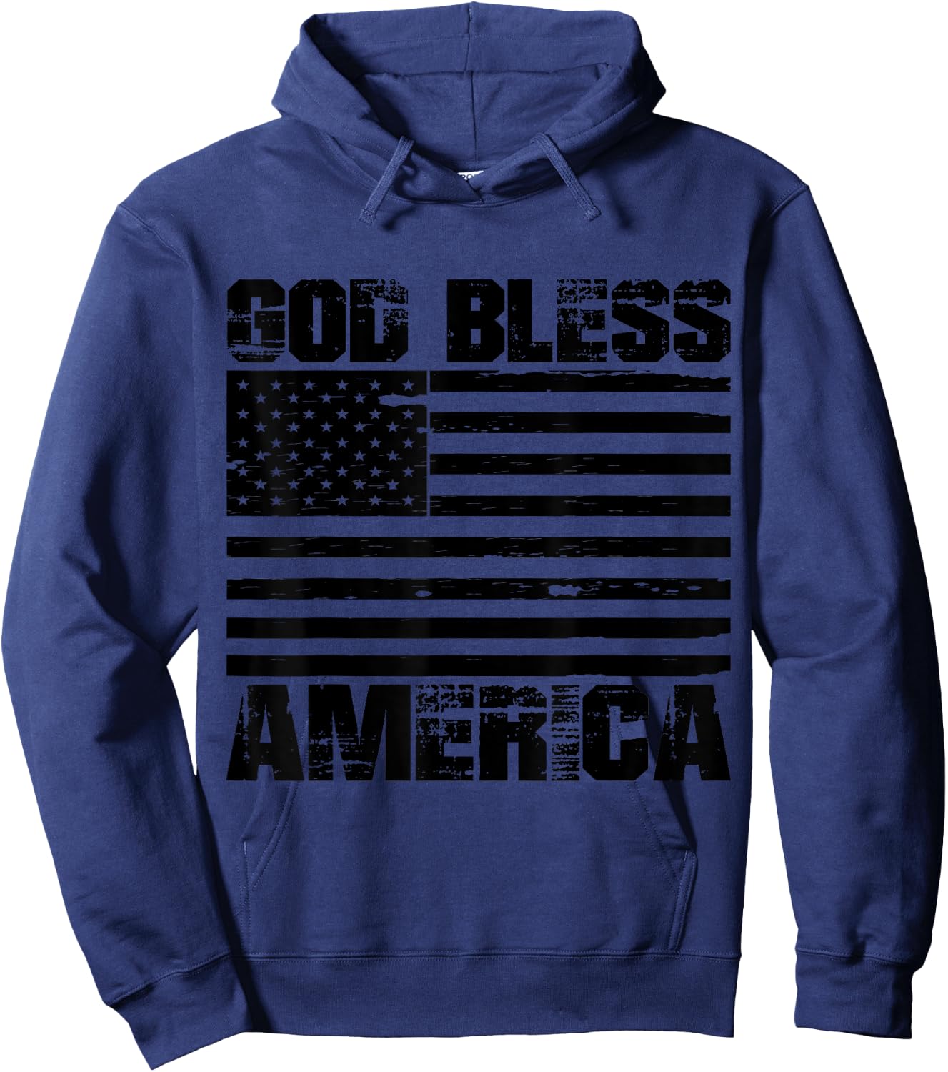 God Bless America Distressed USA flag Hoodie - Hoodie | Navy