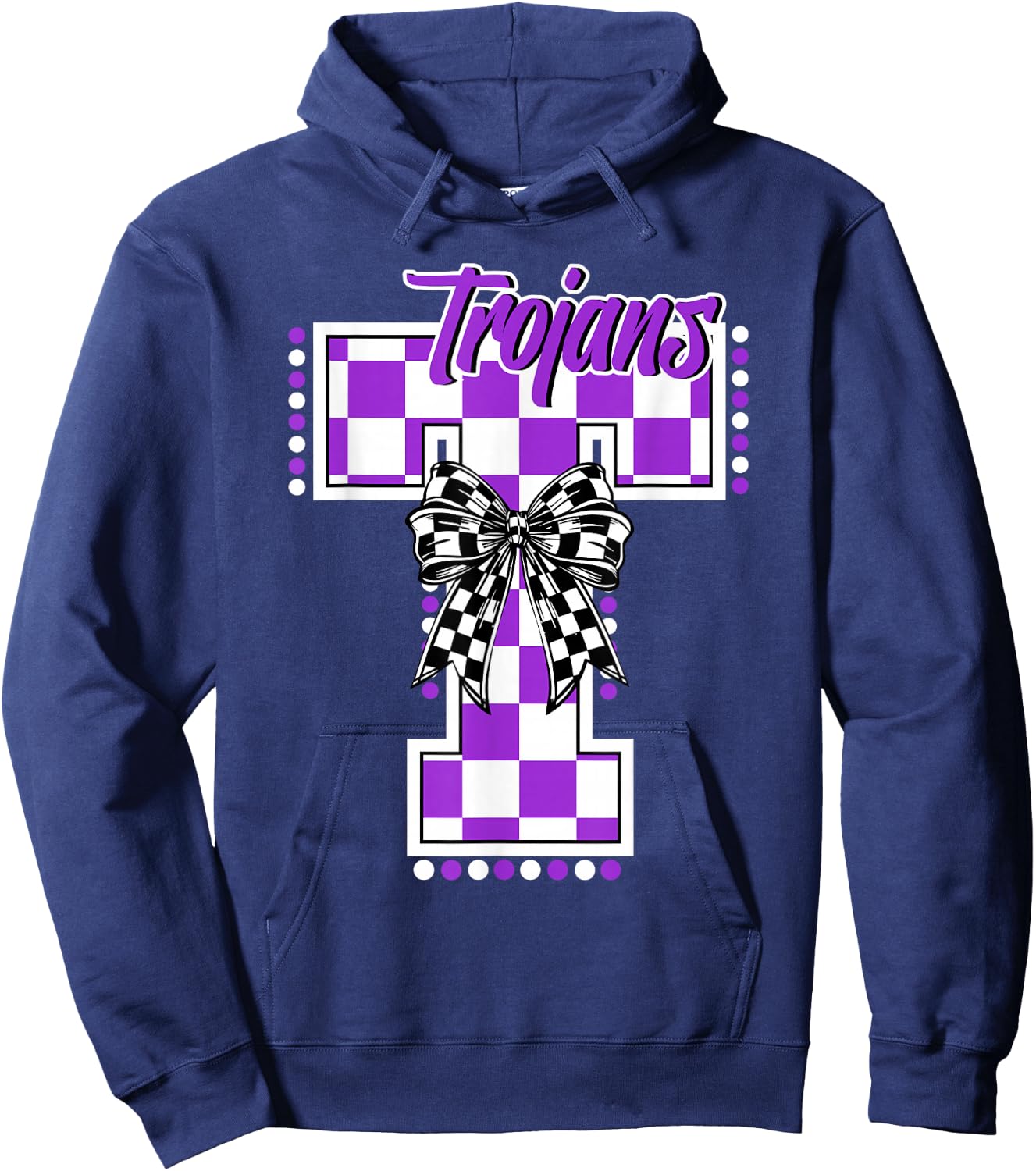 Trojans School Spirit Game Day Mascot Purple Trojan Pride Hoodie - Hoodie | Navy