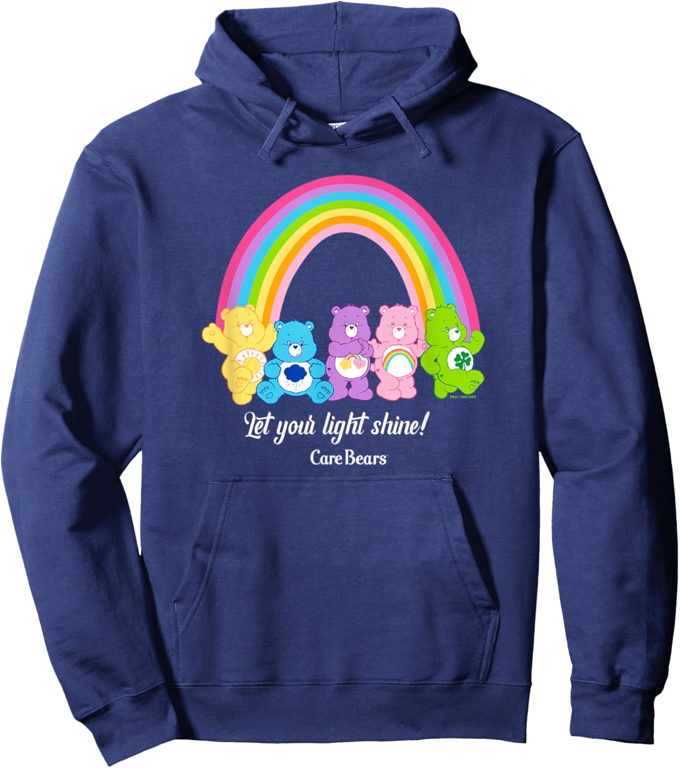 Care Bears Let Your Light Shine Vintage Rainbow Group Poster , black Hoodie - Hoodie | Navy