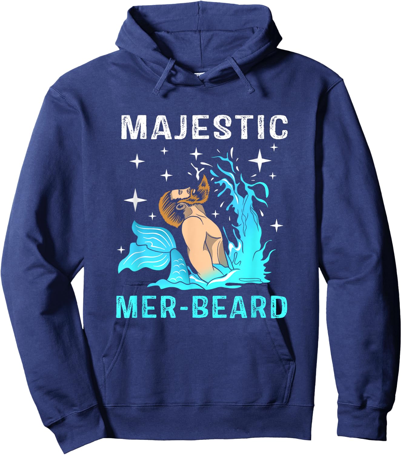 Majestic Mer Beard Mermaid Man Funny Merman Hoodie - Hoodie | Navy