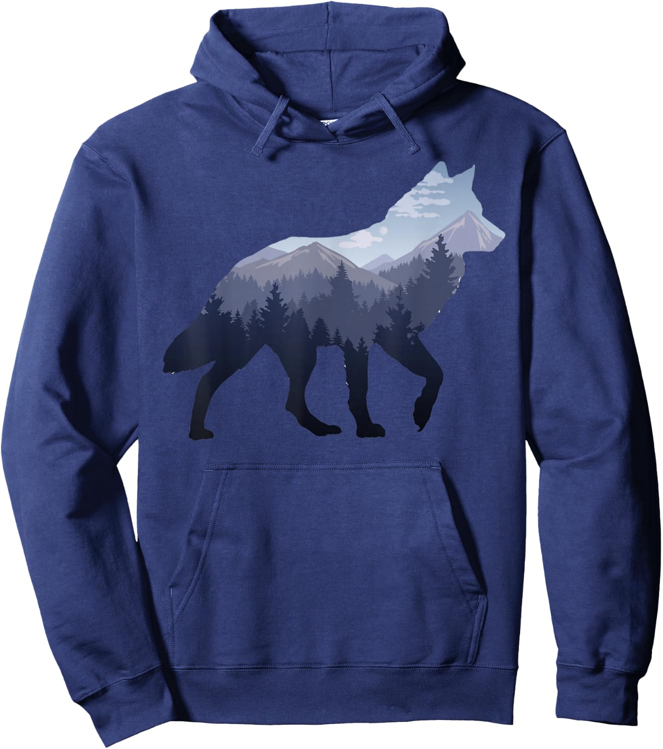 Lone Wolf Survives The Mountain Silhouette Art Hoodie - Hoodie | Navy