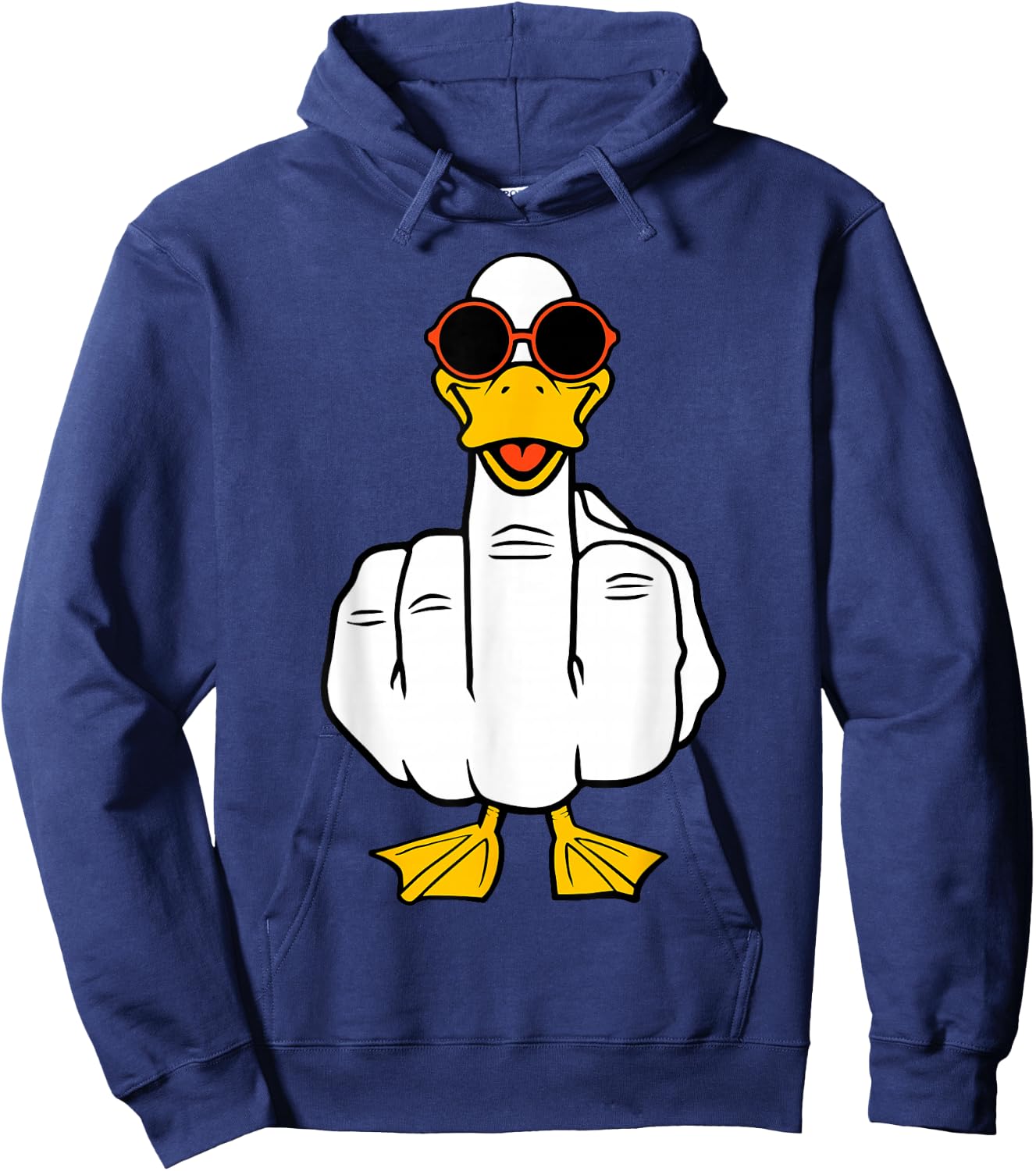 Middle Finger Funny Duck Inappropriate Rude Antisocial Hoodie - Hoodie | Navy