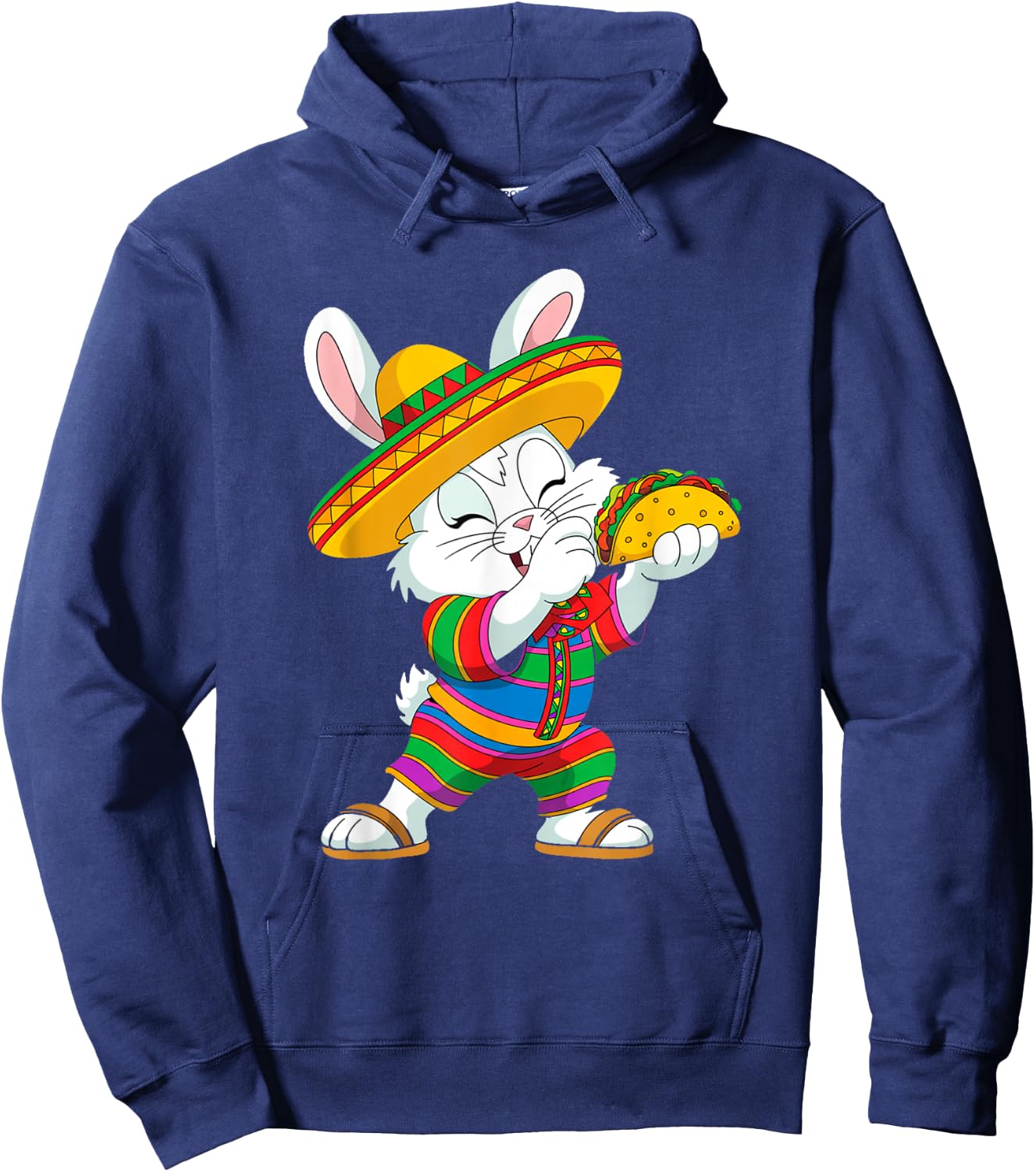 Mexican Bunny Taco Poncho Sombrero Hispanic Heritage Funny Hoodie - Hoodie | Navy