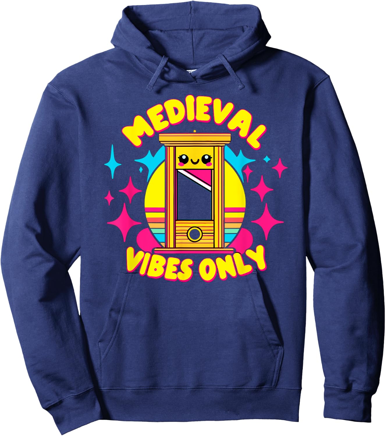 Medieval Vibes Only, Kawaii Guillotine, Renfest Ren Faire Hoodie - Hoodie | Navy