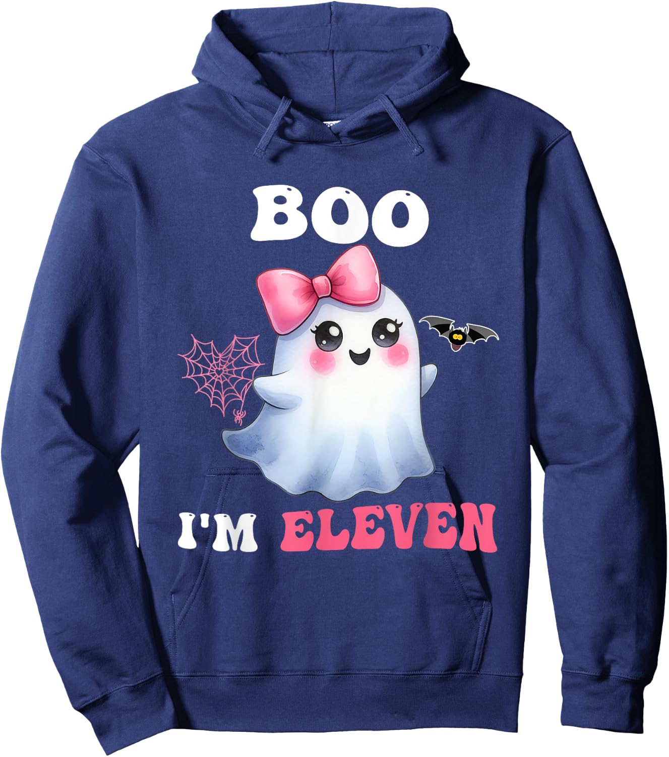 Boo I'm Eleven Cute Ghost 11th Birthday Funny Halloween Girl Hoodie - Hoodie | Navy