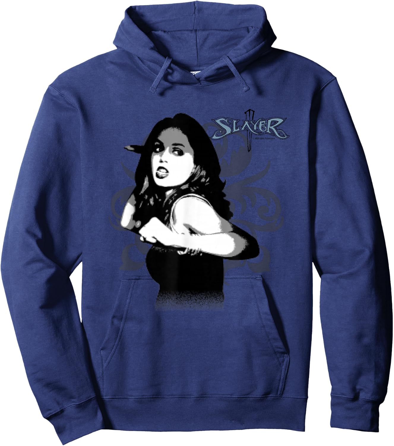 Buffy The Vampire Slayer Faith New Slayer Portrait , Blue, S Hoodie - Hoodie | Navy