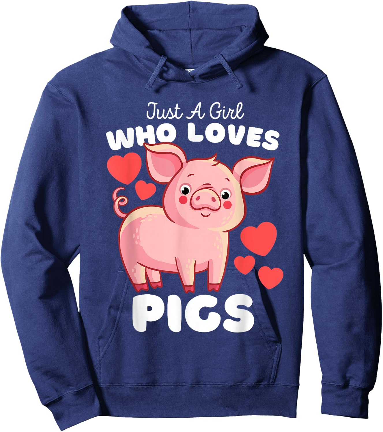 Just A Girl Who Loves Pigs - Cute Girls Piggy Hoodie - Hoodie | Navy