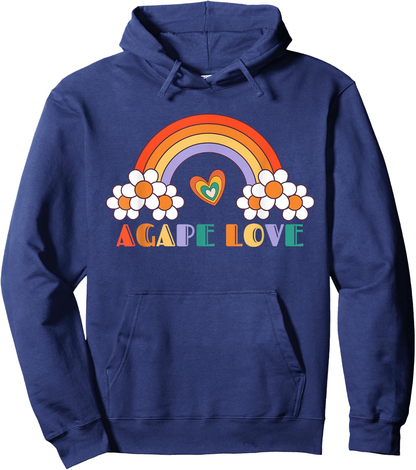 Agape Love Rainbow Heart Inspirational Women Christian Hoodie - Hoodie | Navy