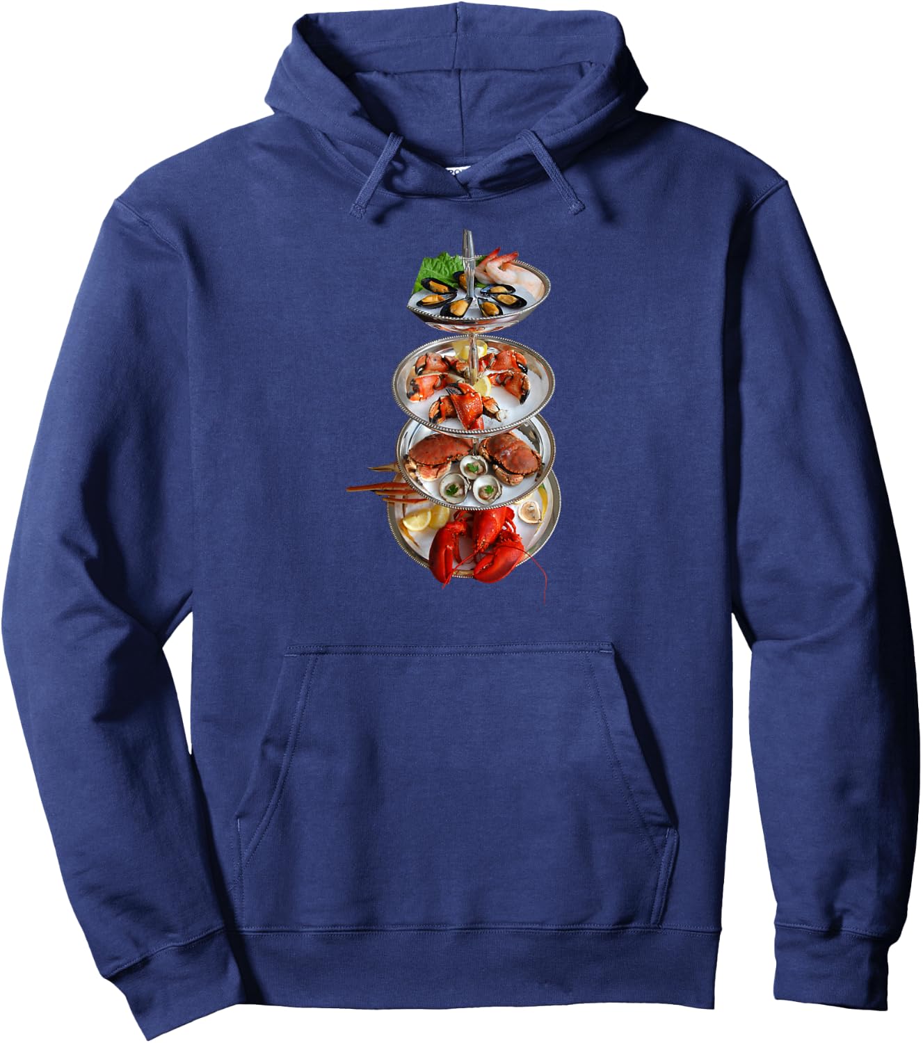 Seafood Tower, Lobster, Crab, Seaside Hoodie - Hoodie | Navy