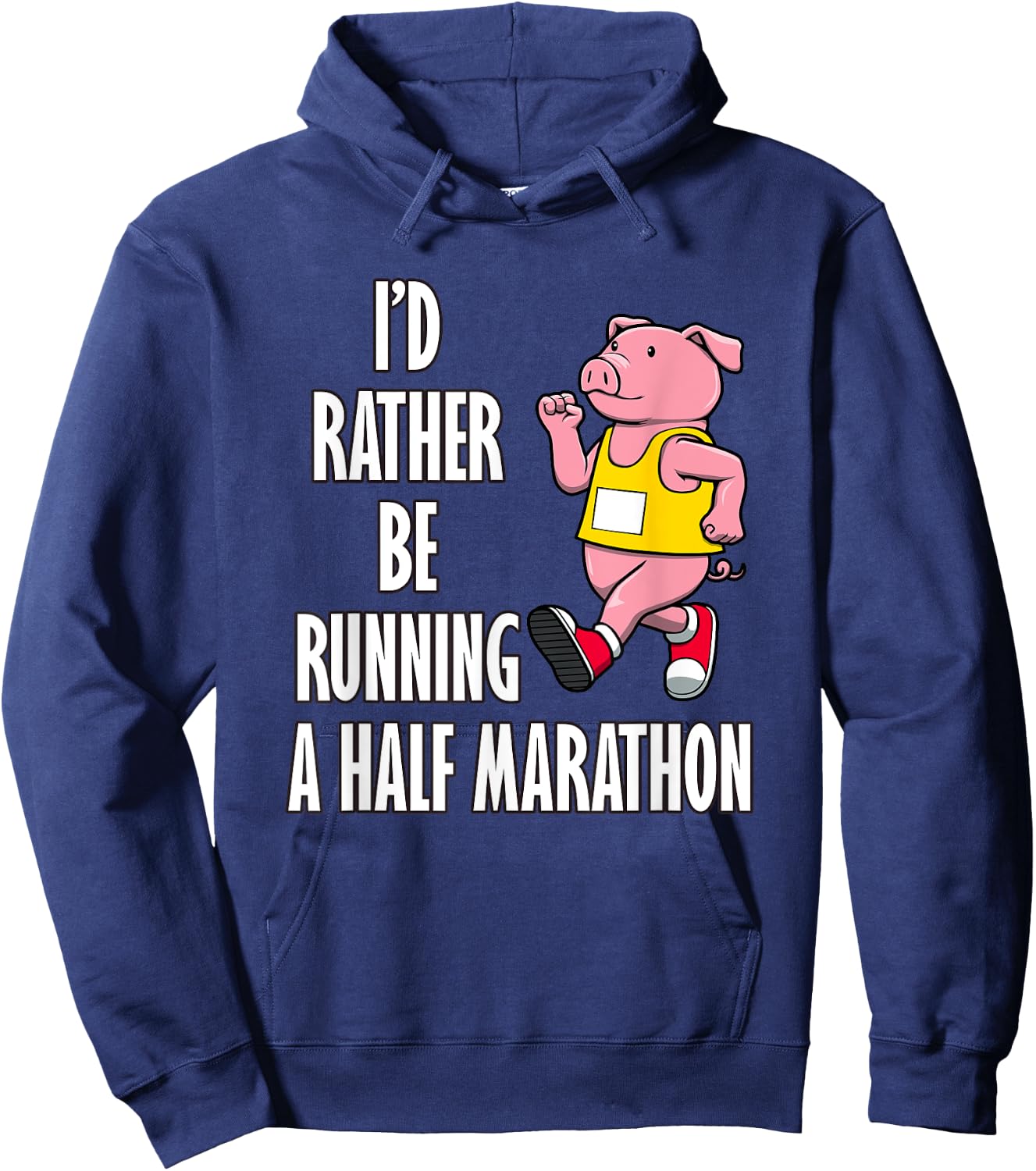 Cute Pig Half Marathon Running Hobby Sports Hoodie - Hoodie | Navy