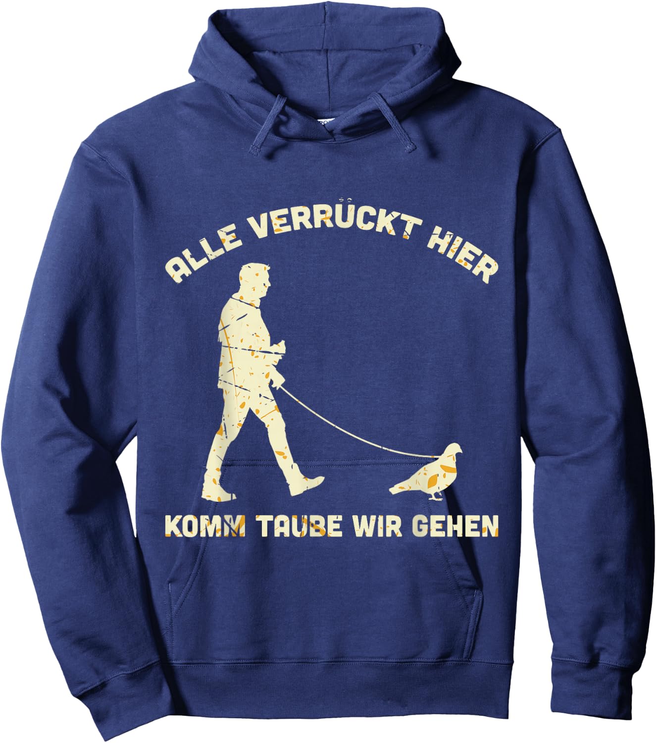 Men's "Alle Verrück, Hier Komm Taupe Wir Gehen" [German Language], black Hoodie - Hoodie | Navy