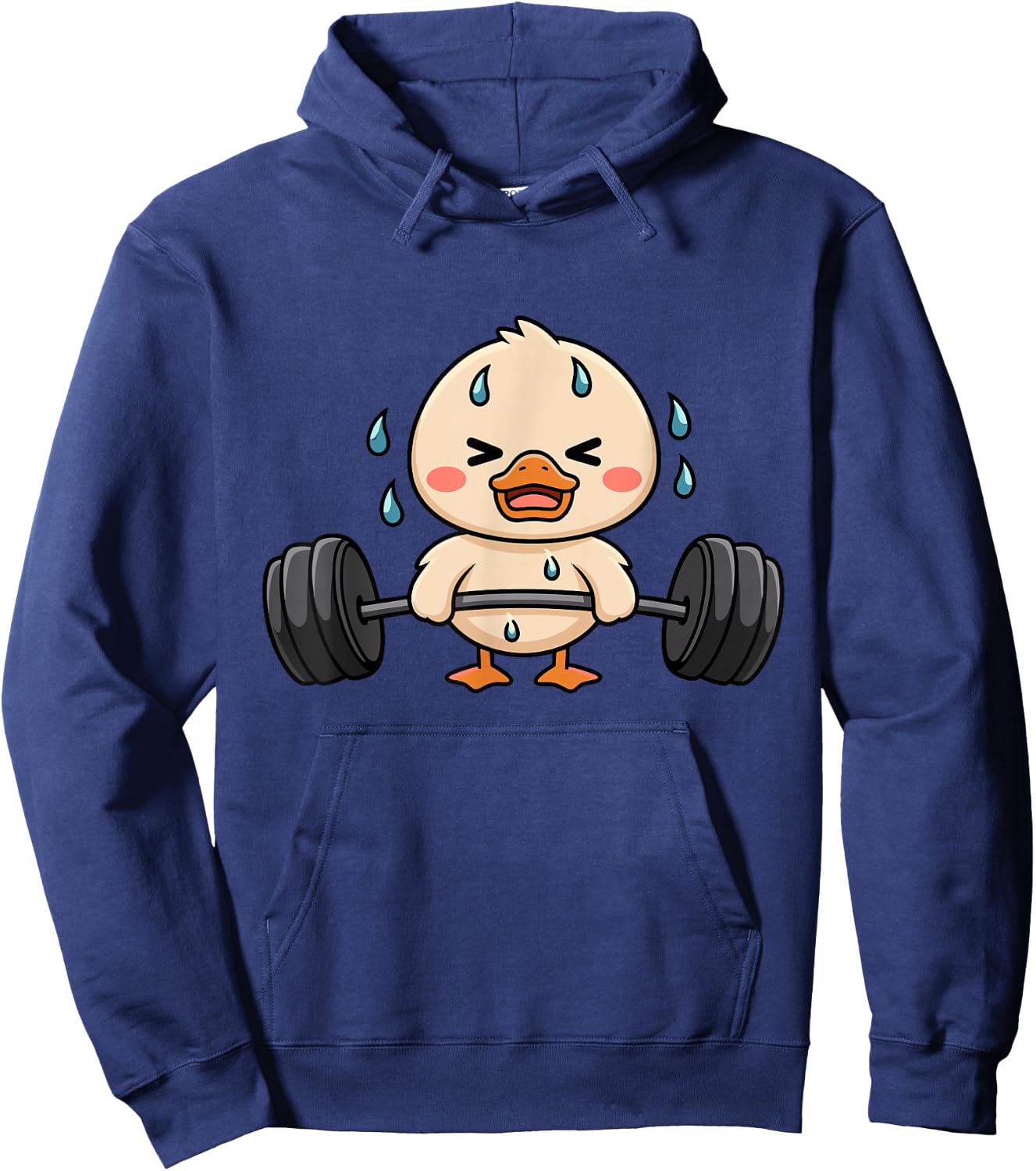 Cute Workout Duck Lifting Weights Hoodie - Hoodie | Navy