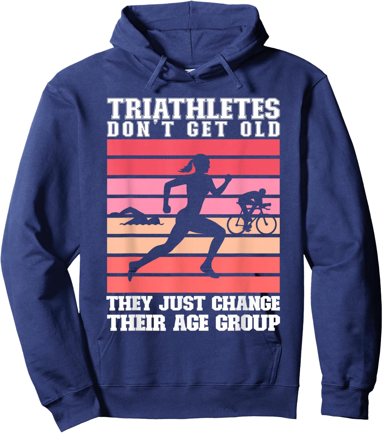 Women Triathletes Swim Bike Run Age Group Triathlon Hoodie - Hoodie | Navy