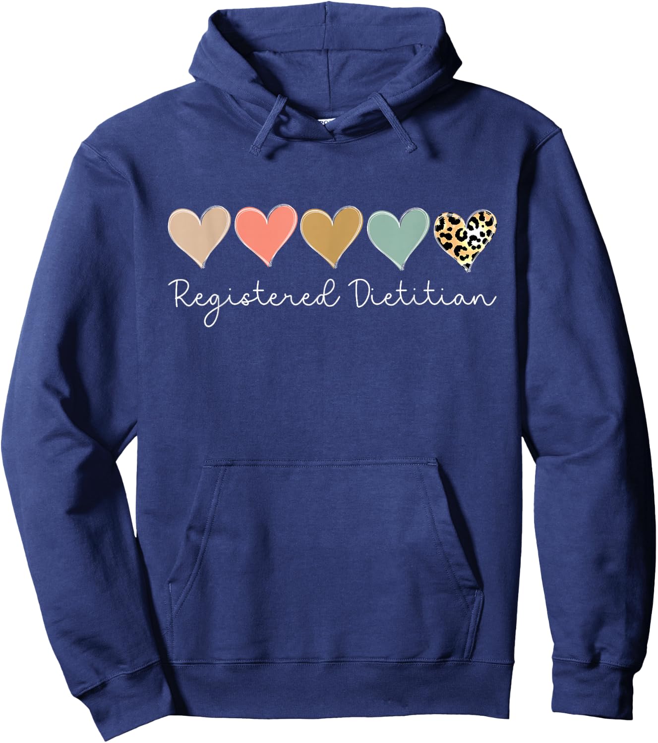 Registered Dietitian Leopard Heart valentine's Day Nurse Hoodie - Hoodie | Navy
