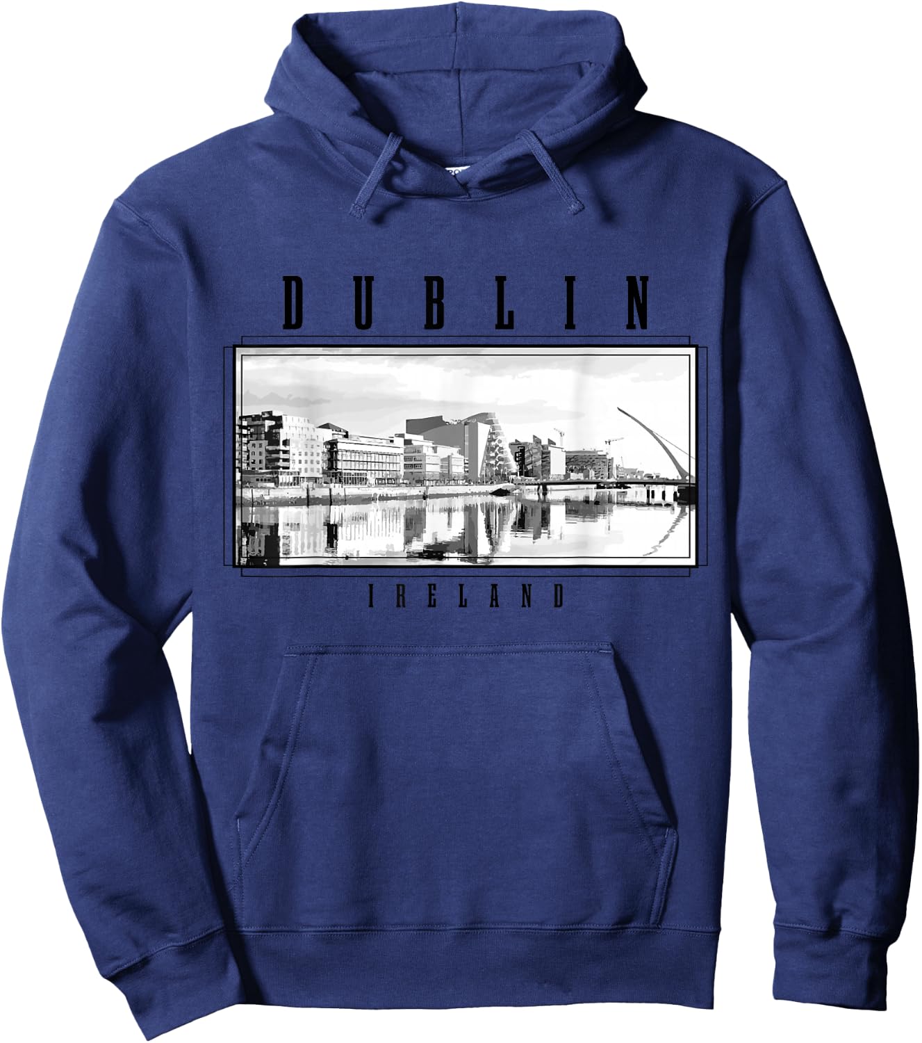 Dublin Ireland Vintage Skyline Black White Vintage Dublin Hoodie - Hoodie | Navy