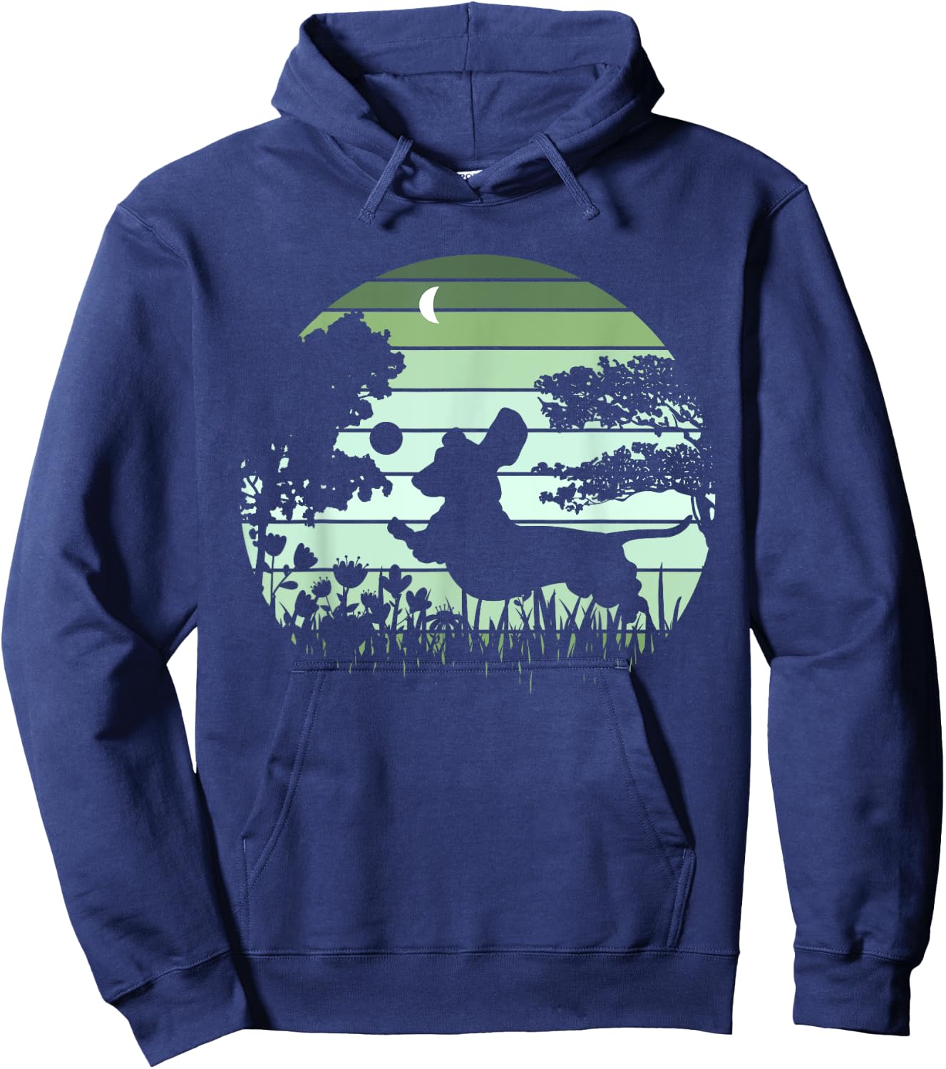 Dachshund Wiener Dog Sunset Garden Nature Lover Men Women Girls Kids Hoodie - Hoodie | Navy