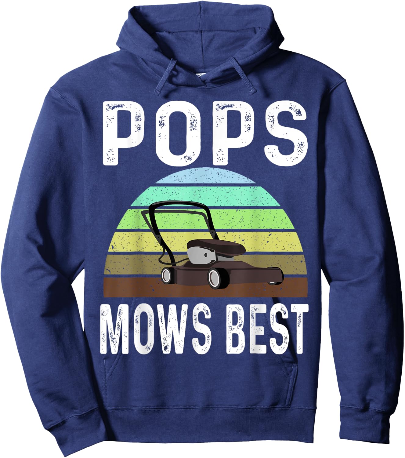 Funny Pops Mows Best Lawn Care Grass Mowing Lawn Mower Dad Hoodie - Hoodie | Navy