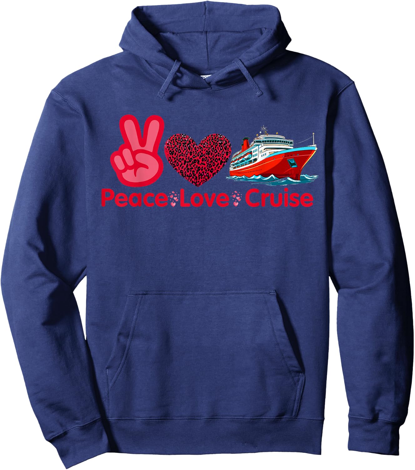Peace Love Cruise Family Cruise Trip Vacay Matching Hoodie - Hoodie | Navy