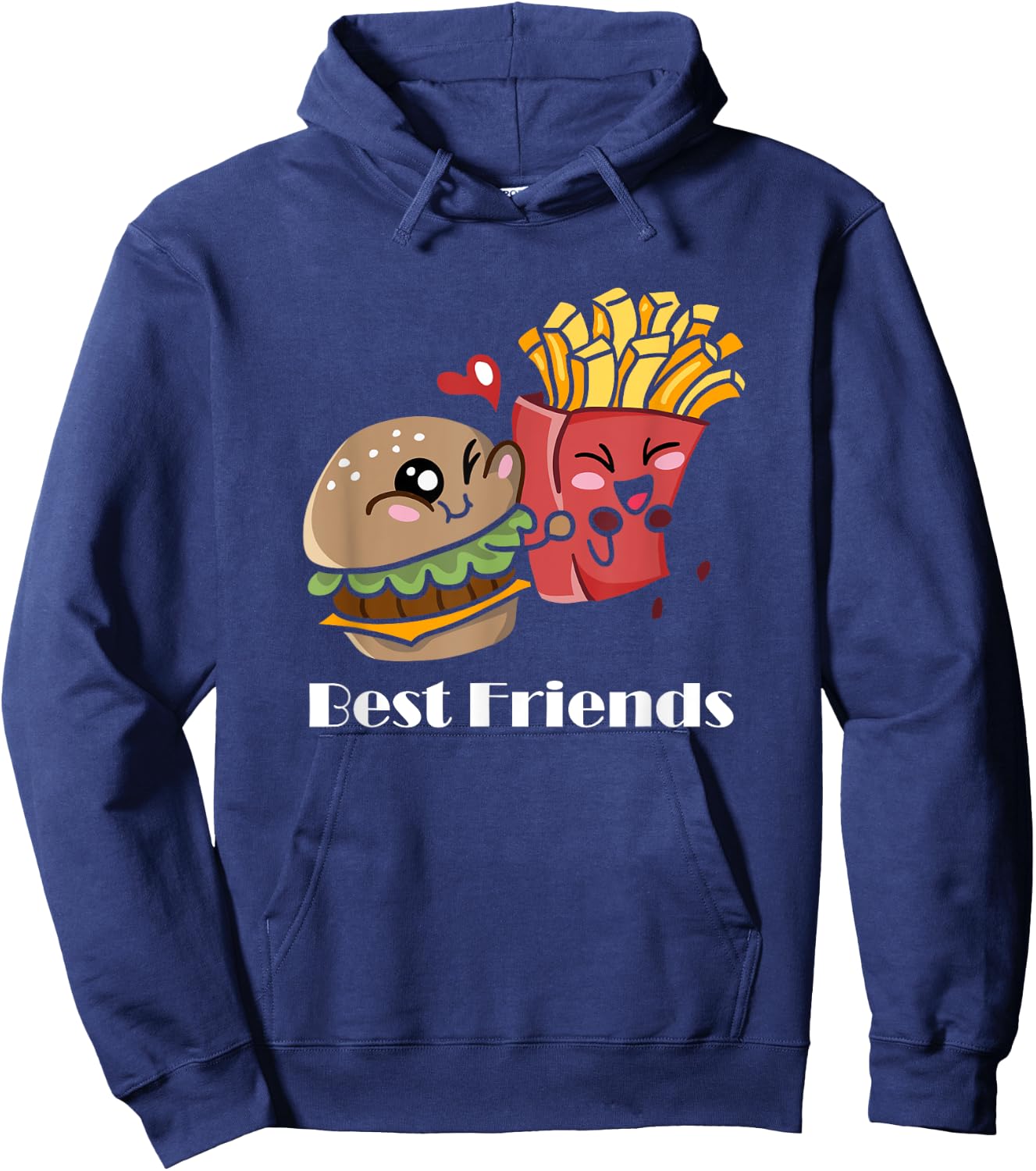 Pommes und Burger süßes Kawaii-Shirt Best Friends Matching Hoodie - Hoodie | Navy